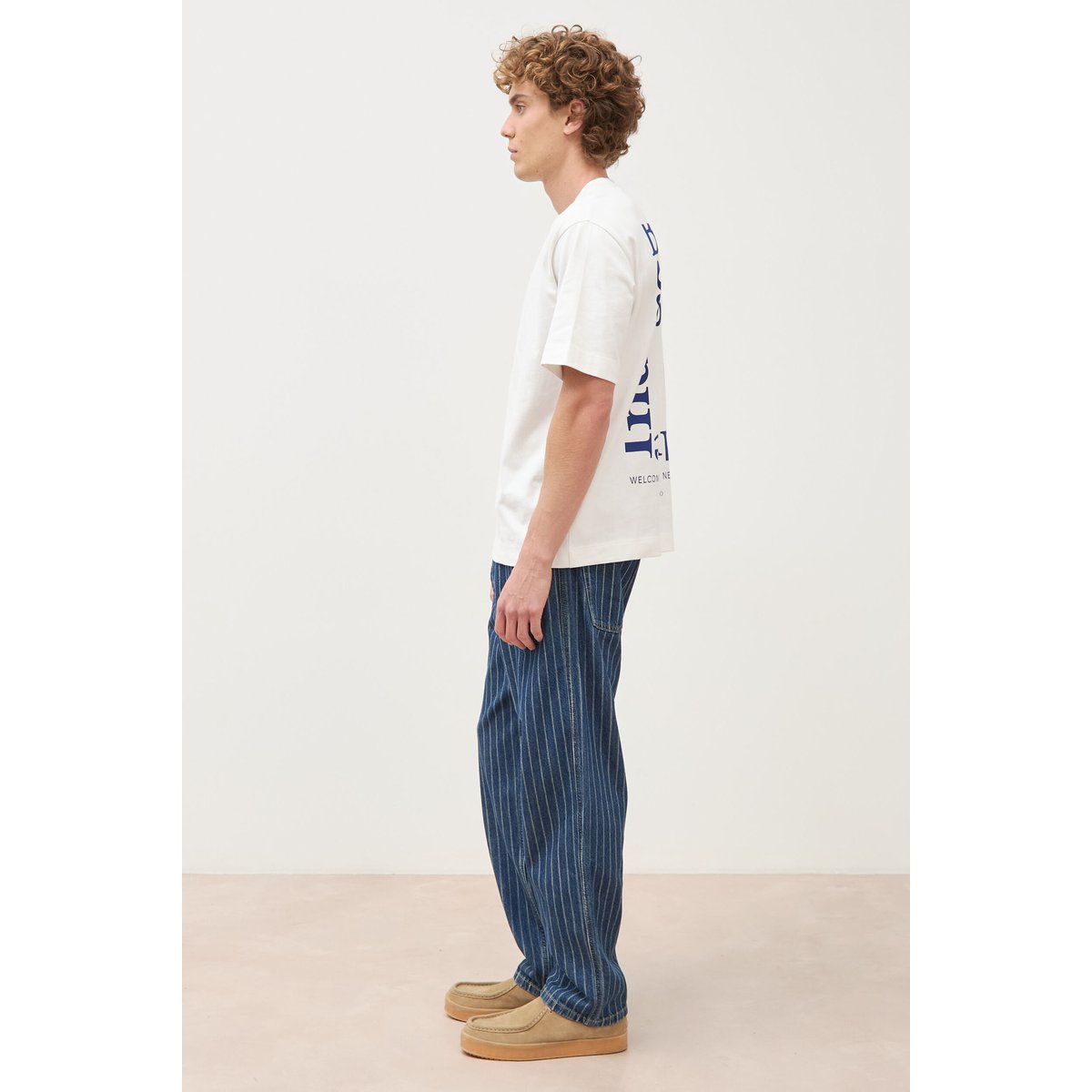 T-shirt ample col rond manches courtes ecru, BONOBO