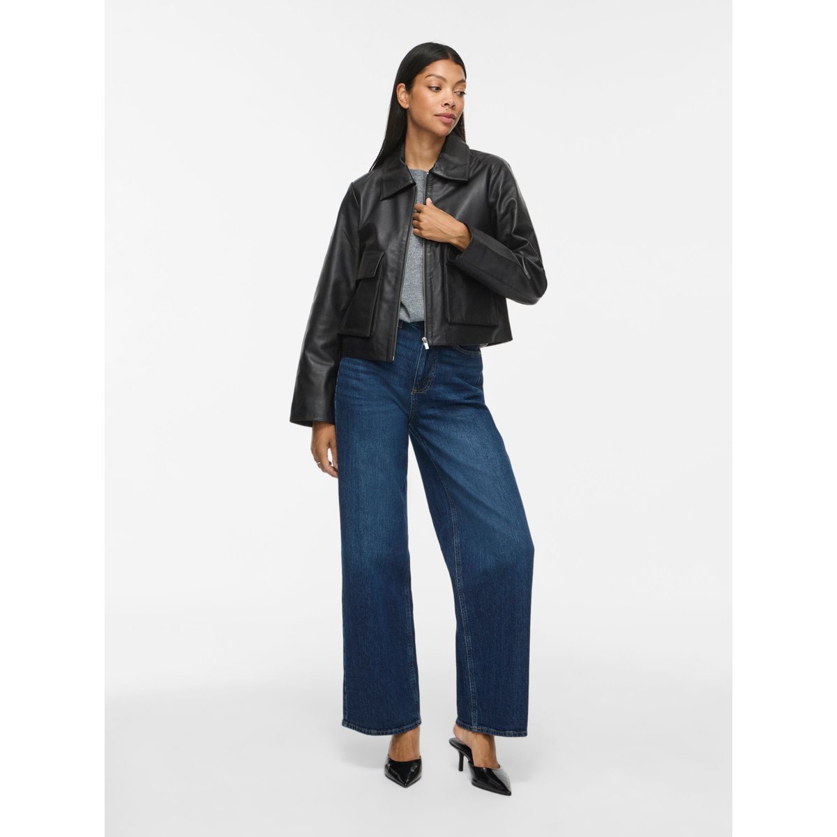 Veste En Cuir noir - black beauty1, VILA