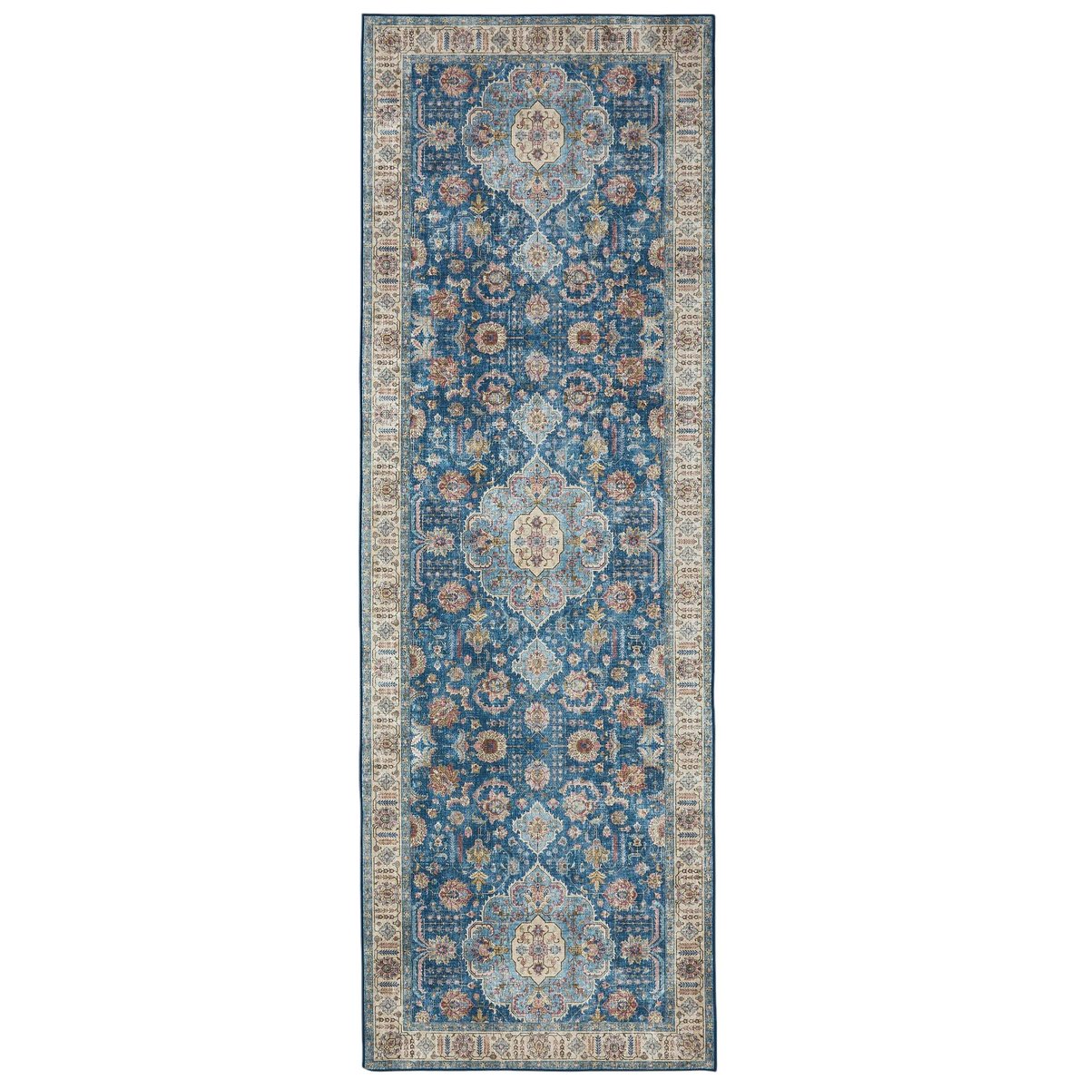 Tapis de couloir lavable LAURY bleu, BENUTA 