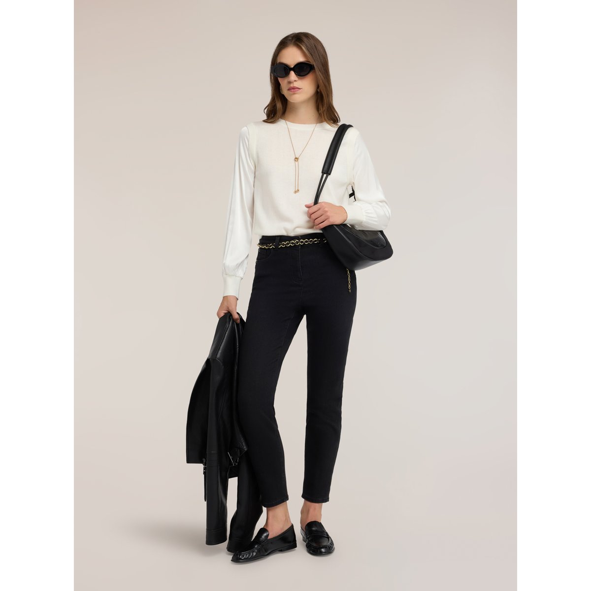 Jean skinny taille haute black wash noir, MOTIVI