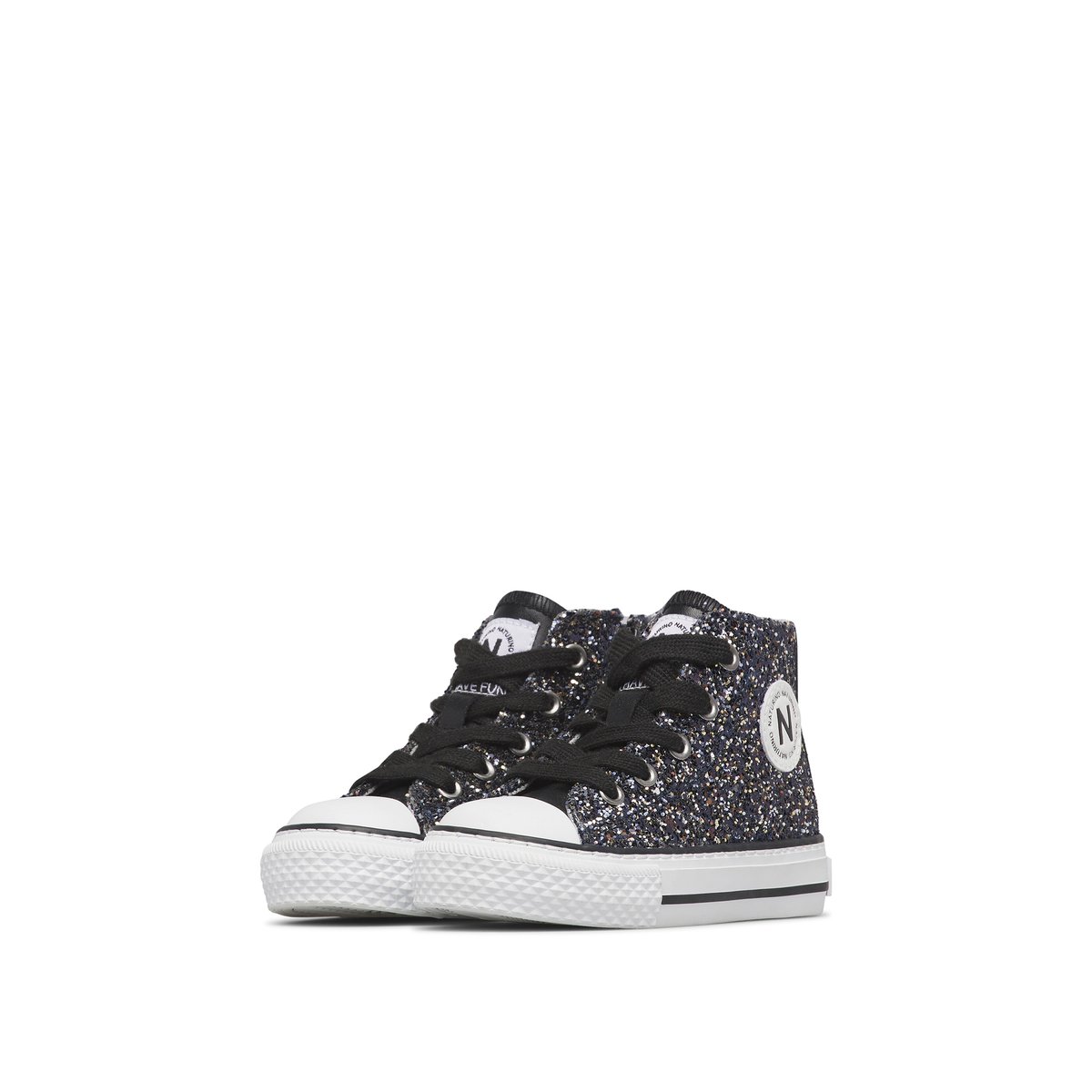 Baskets hautes en tissu pailleté YLFAS. noir-argent, NATURINO