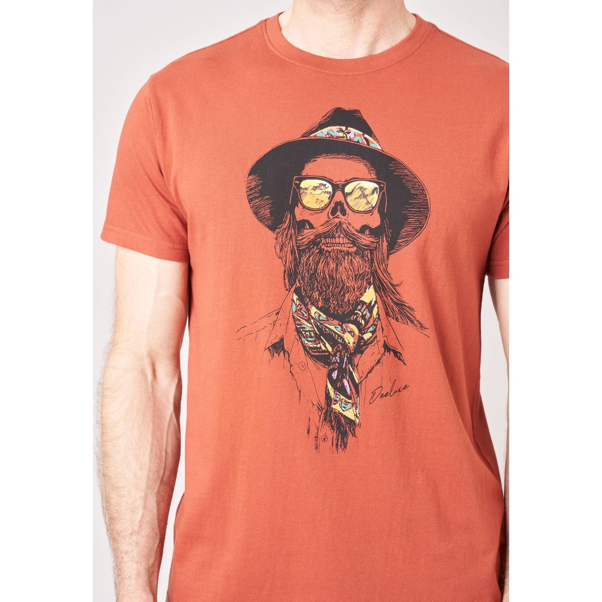 T-shirt homme imprimé crâne cowboy CONQUEST cognac, DEELUXE