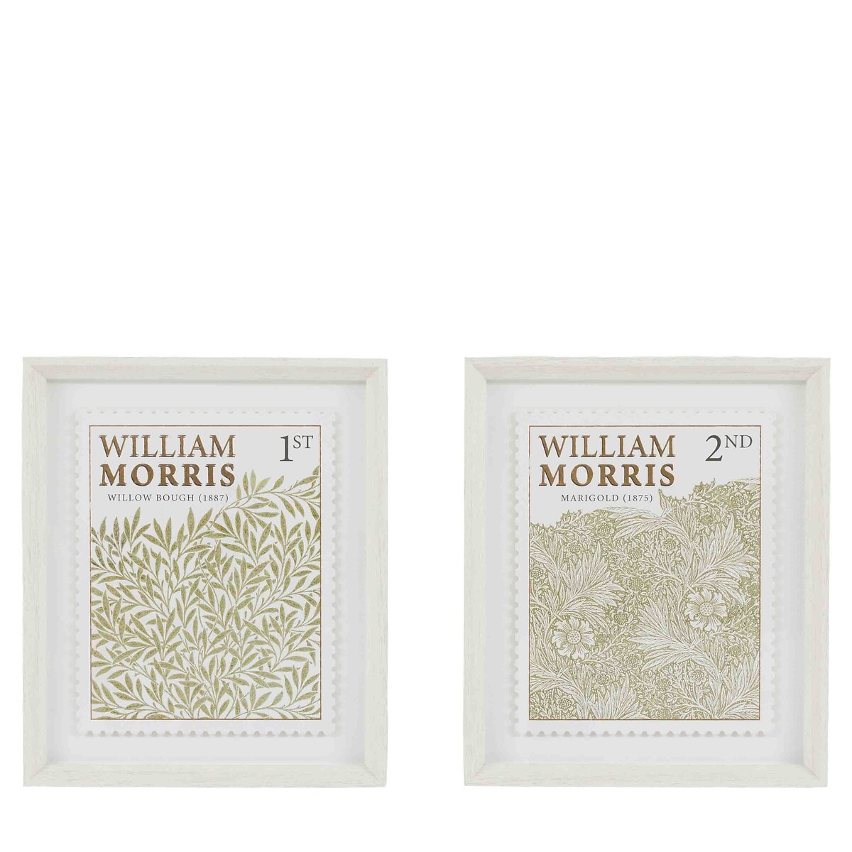 Set of 2 William Morris Stamp Green Framed Art grey, ÉDITÉ