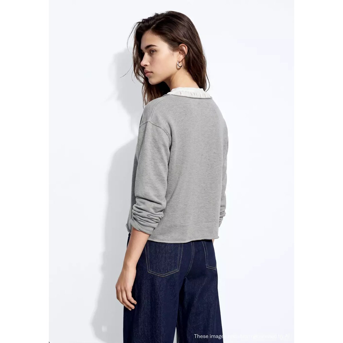 Cardigan maille col V gris chiné moyen, MANGO TEEN