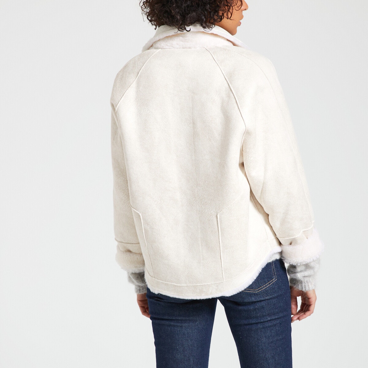 Blouson réversible court en bouclette HELEN ecru, OAKWOOD