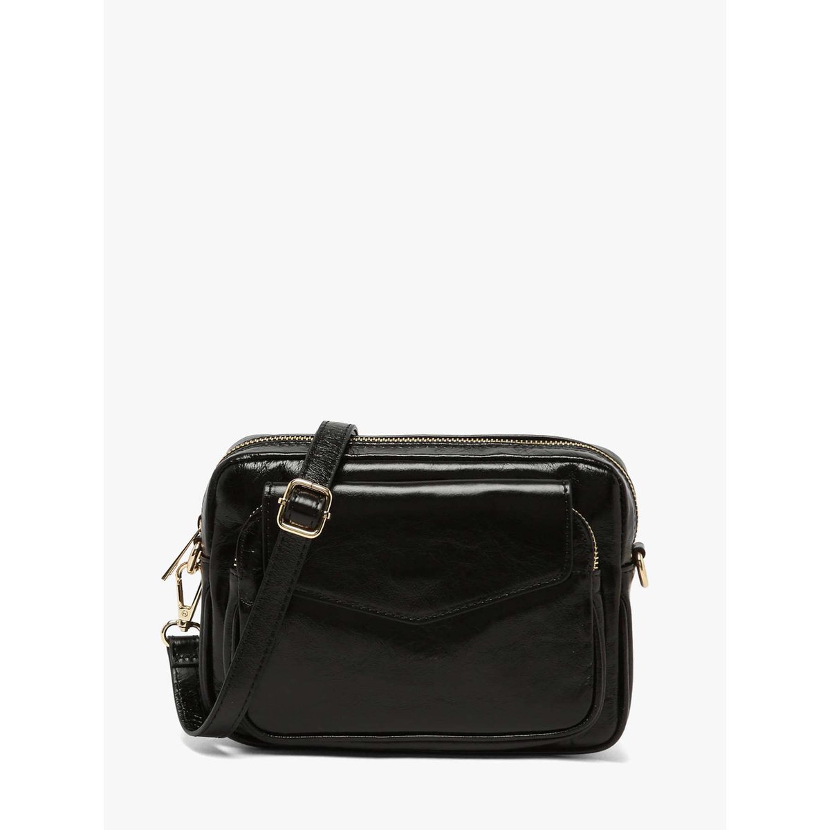 Sac bandoulière Shiny sauvage cuir nero, MILANO