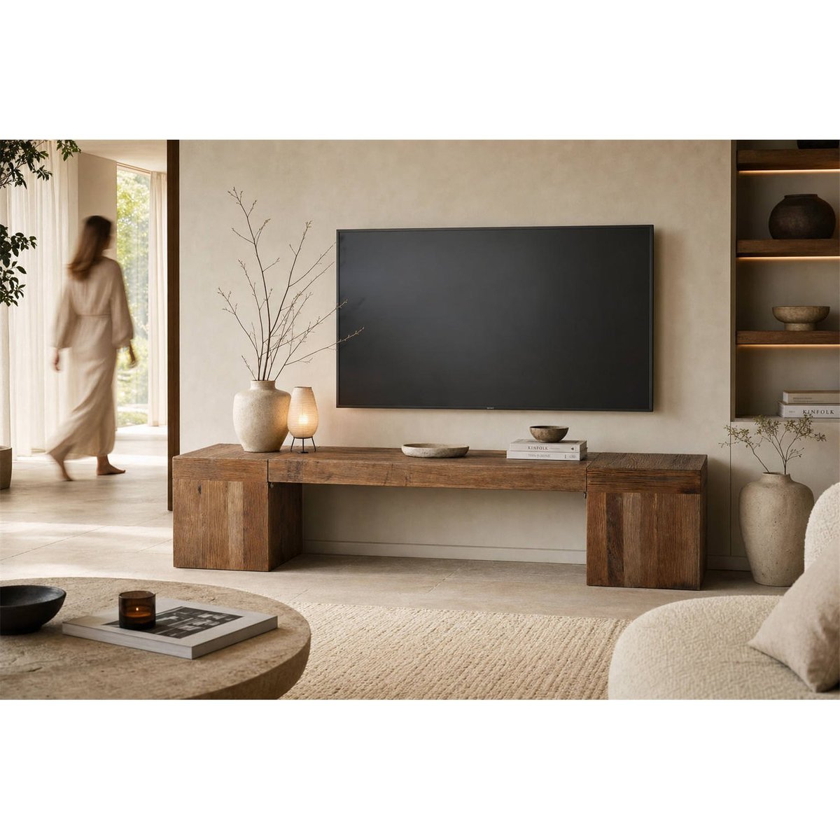 Meuble tv en orme recyclé, Style rustique brun, RECOLLECTION