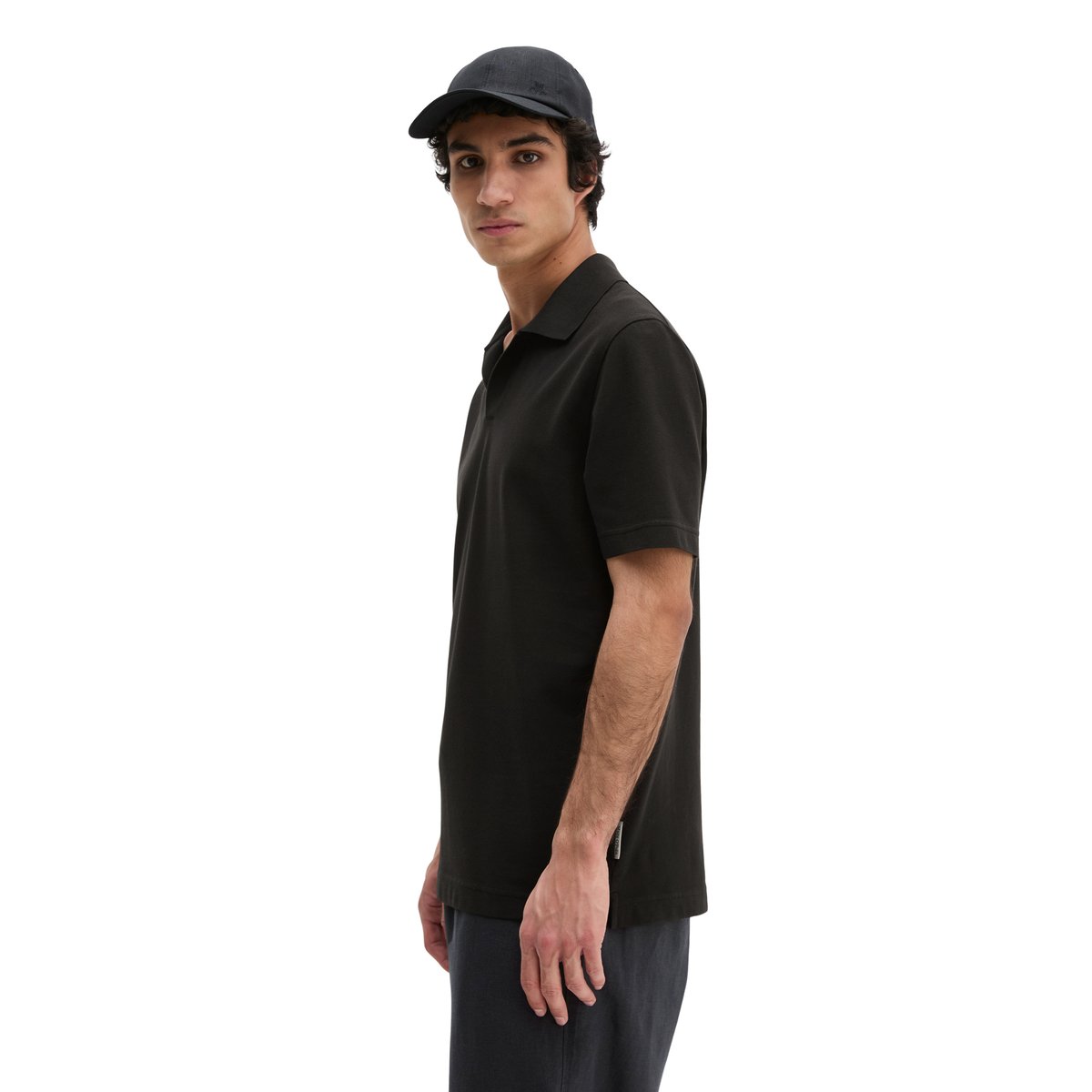 Polo piqué régulier en coton bio noir, MARC O'POLO