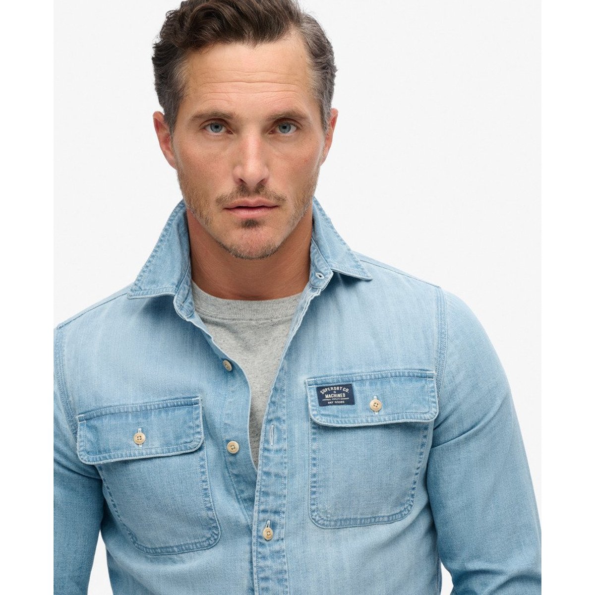 Chemise brodée Workwear délavé intense, SUPERDRY