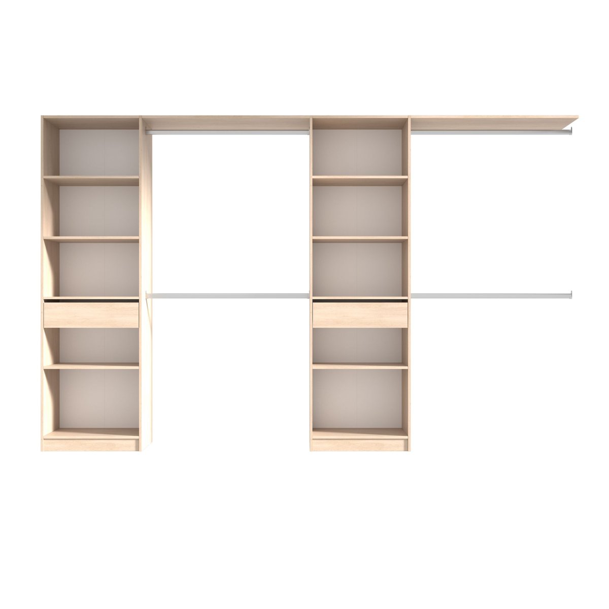 Dressing extensible et réversible avec penderies bois naturel, TERRE DE NUIT