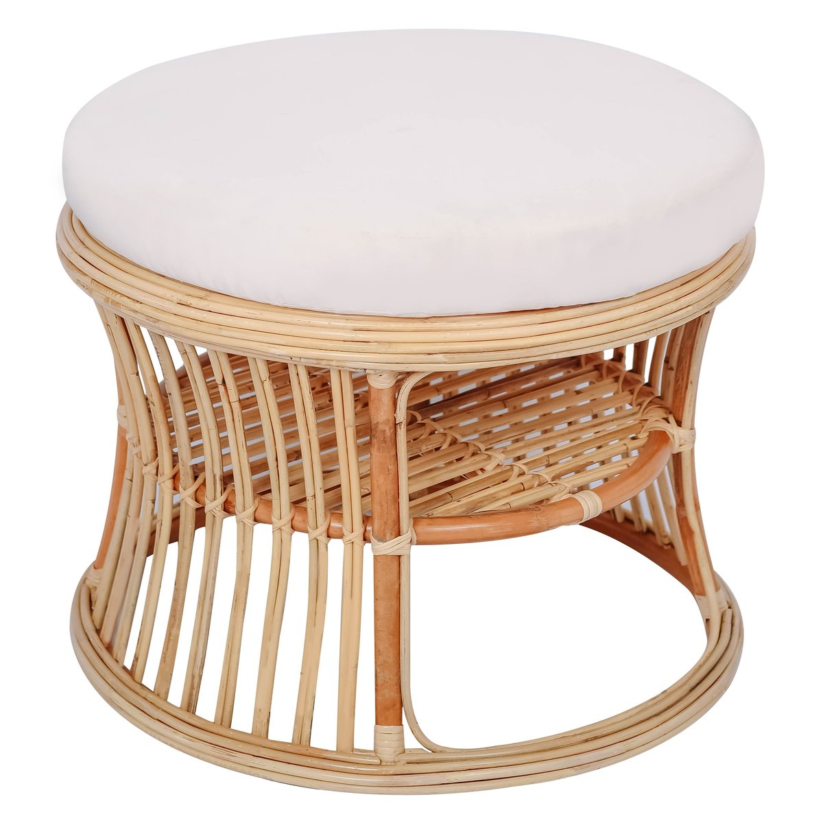 Pouf tissu et rotin, SERAM beige, NORDLYS