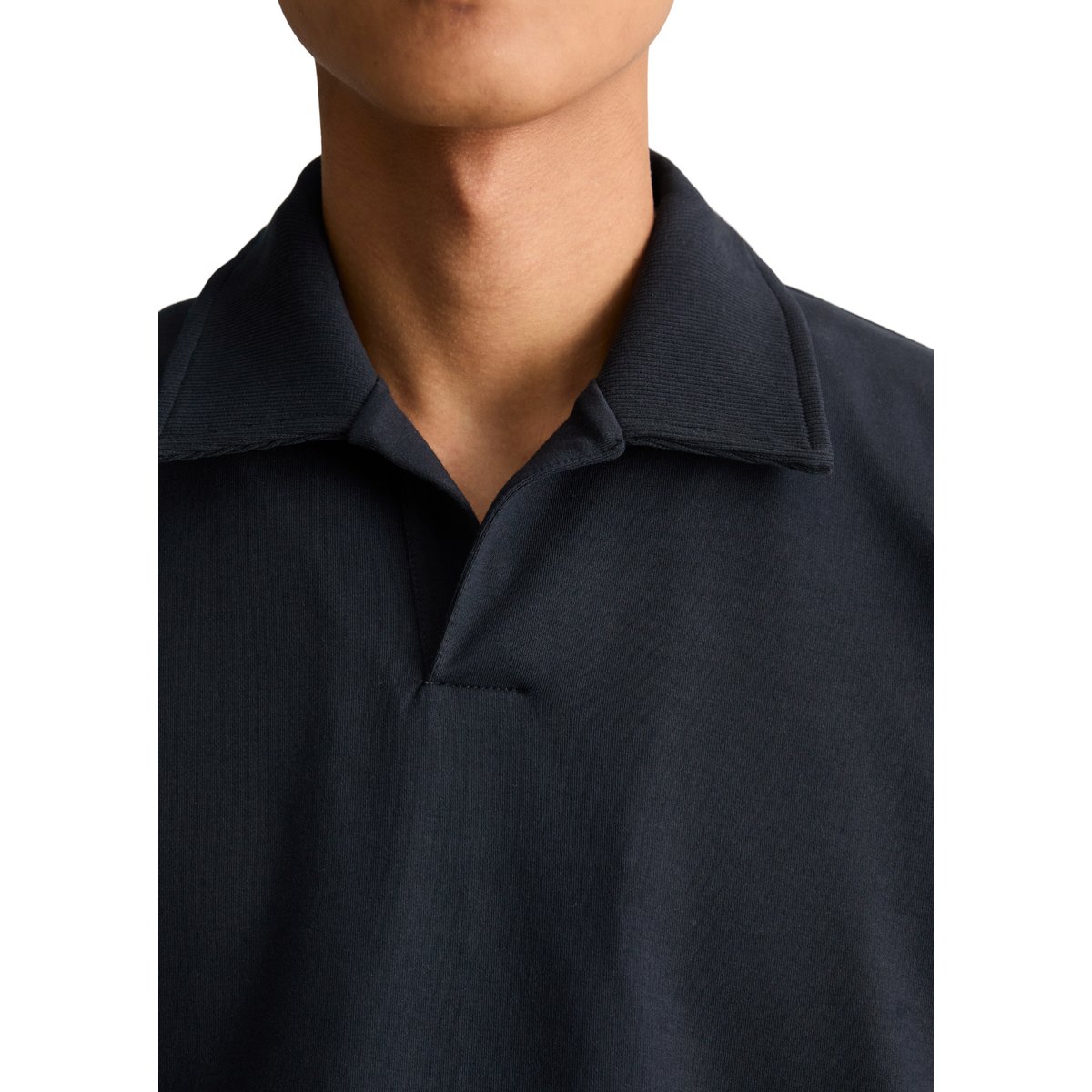 Sweat-shirt polo coupe classique en jersey interlock épais bleu, MARC O’POLO DENIM
