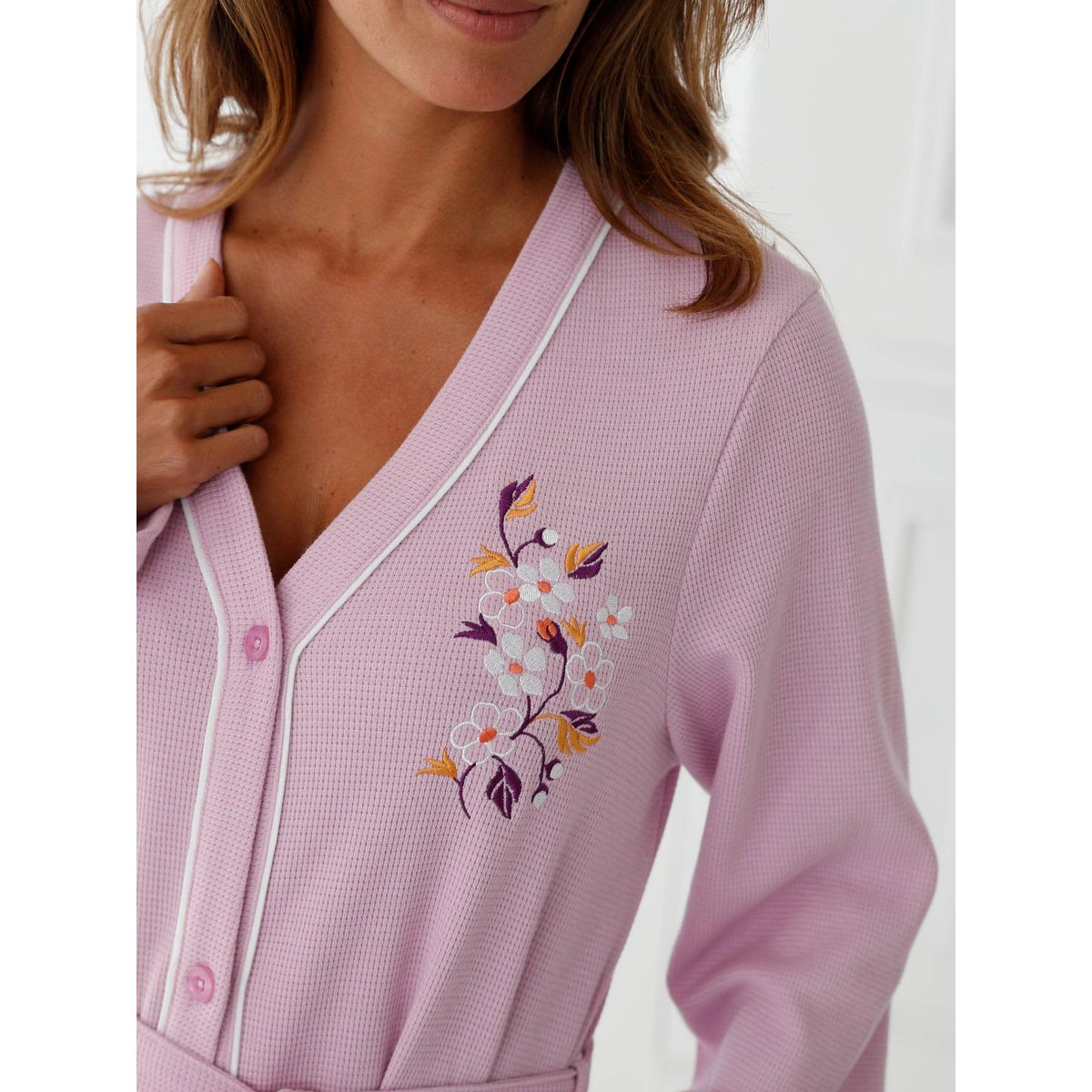 Peignoir maille nid d'abeille lilas, DAXON