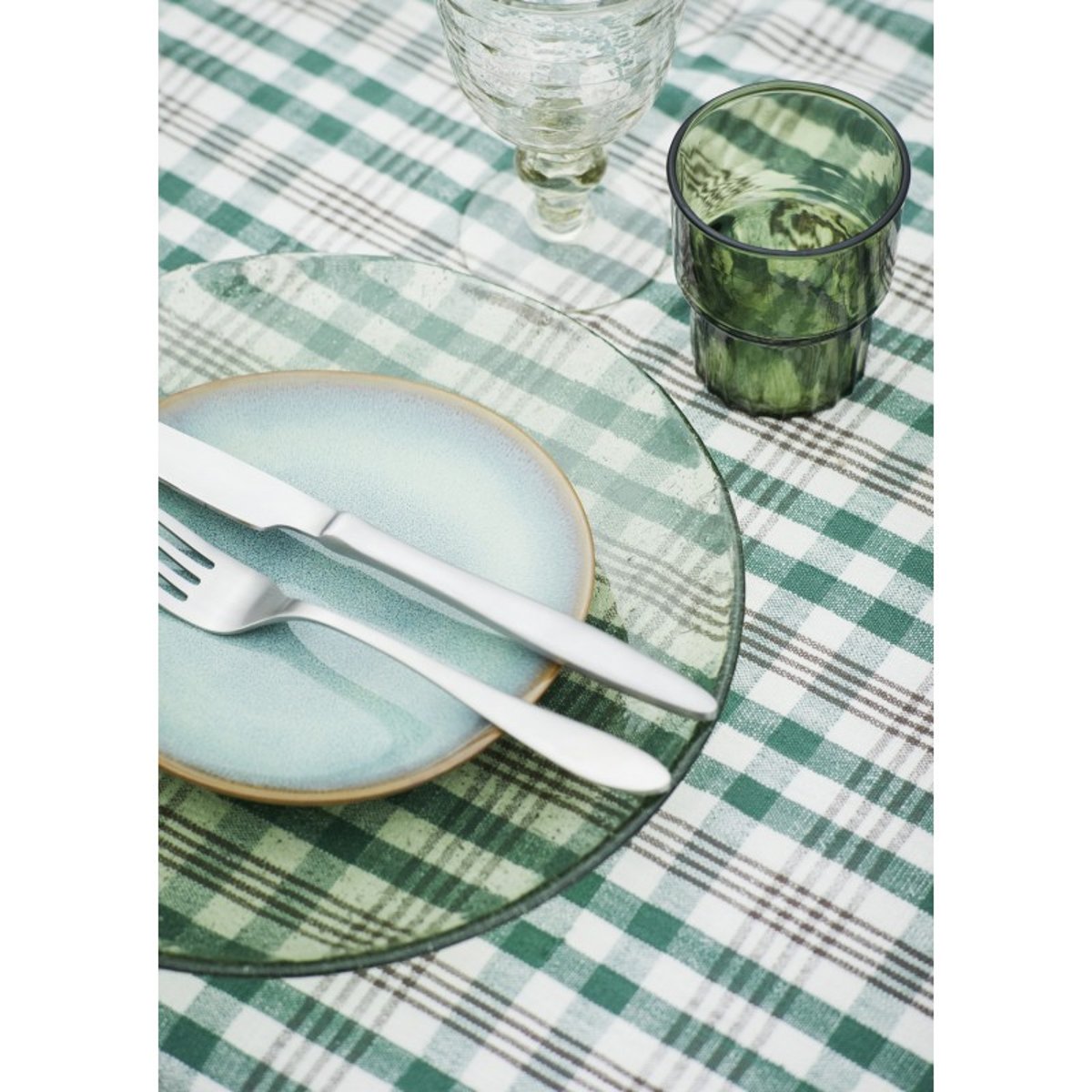 Assiette à dessert grès artisanal vert, MADAM STOLTZ