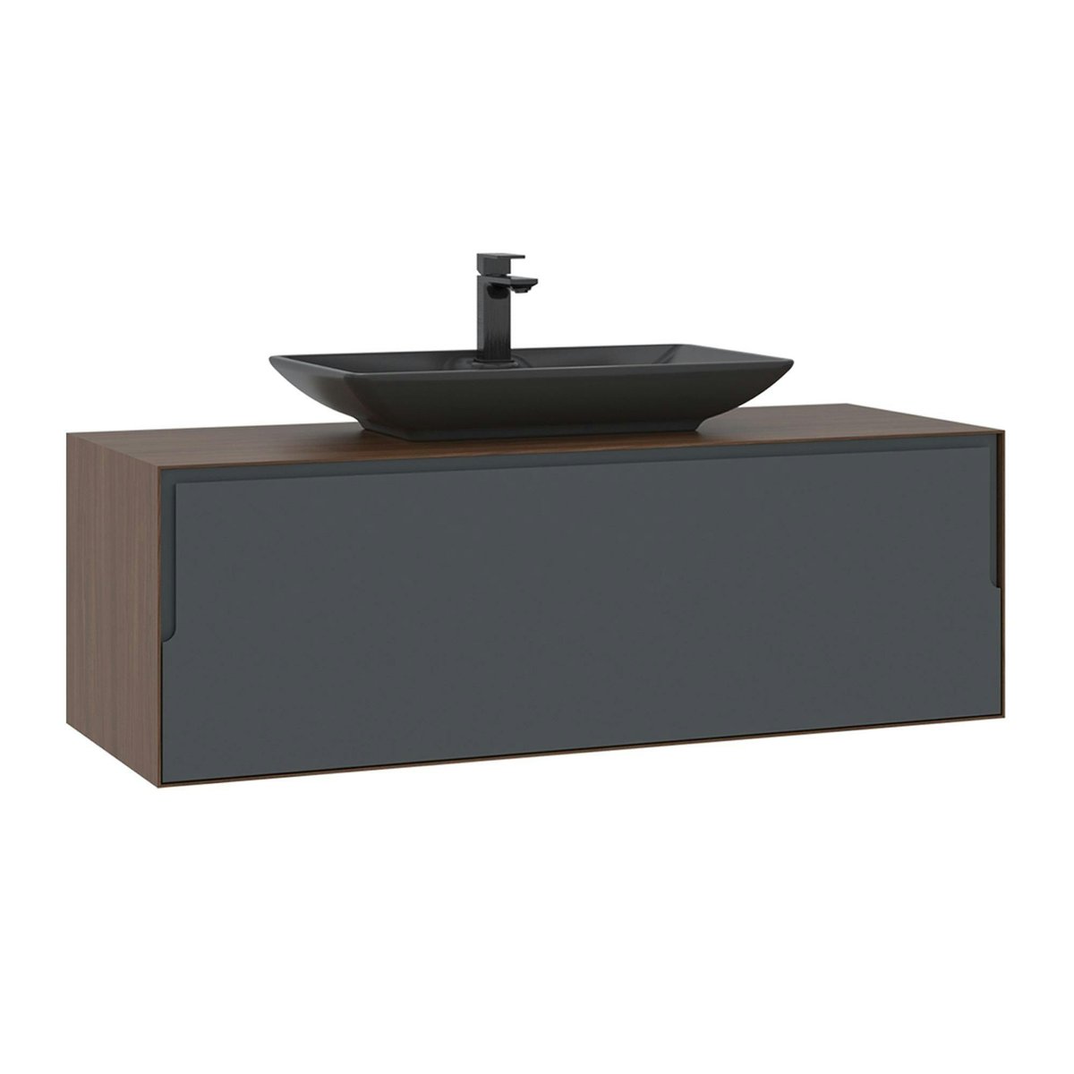 Meuble vasque suspendu pour salle de bains 120 cm RIA gris, PIER IMPORT