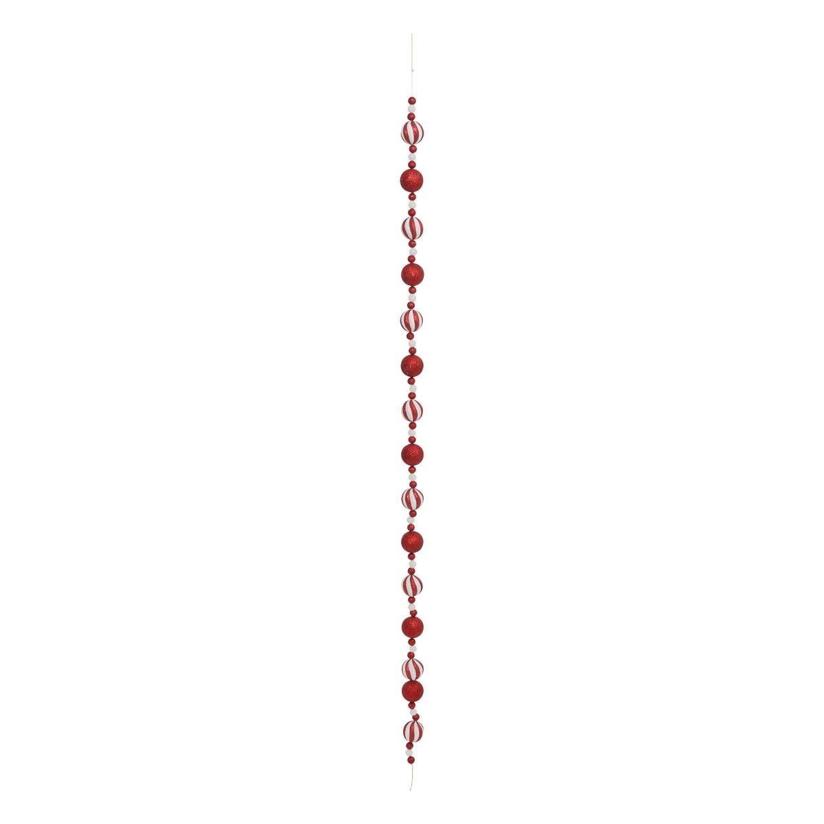 Guirlande polystyrène boules de Noël long 1,85m rouge et blanc multicolore, FEERIC LIGHTS & CHRISTMAS