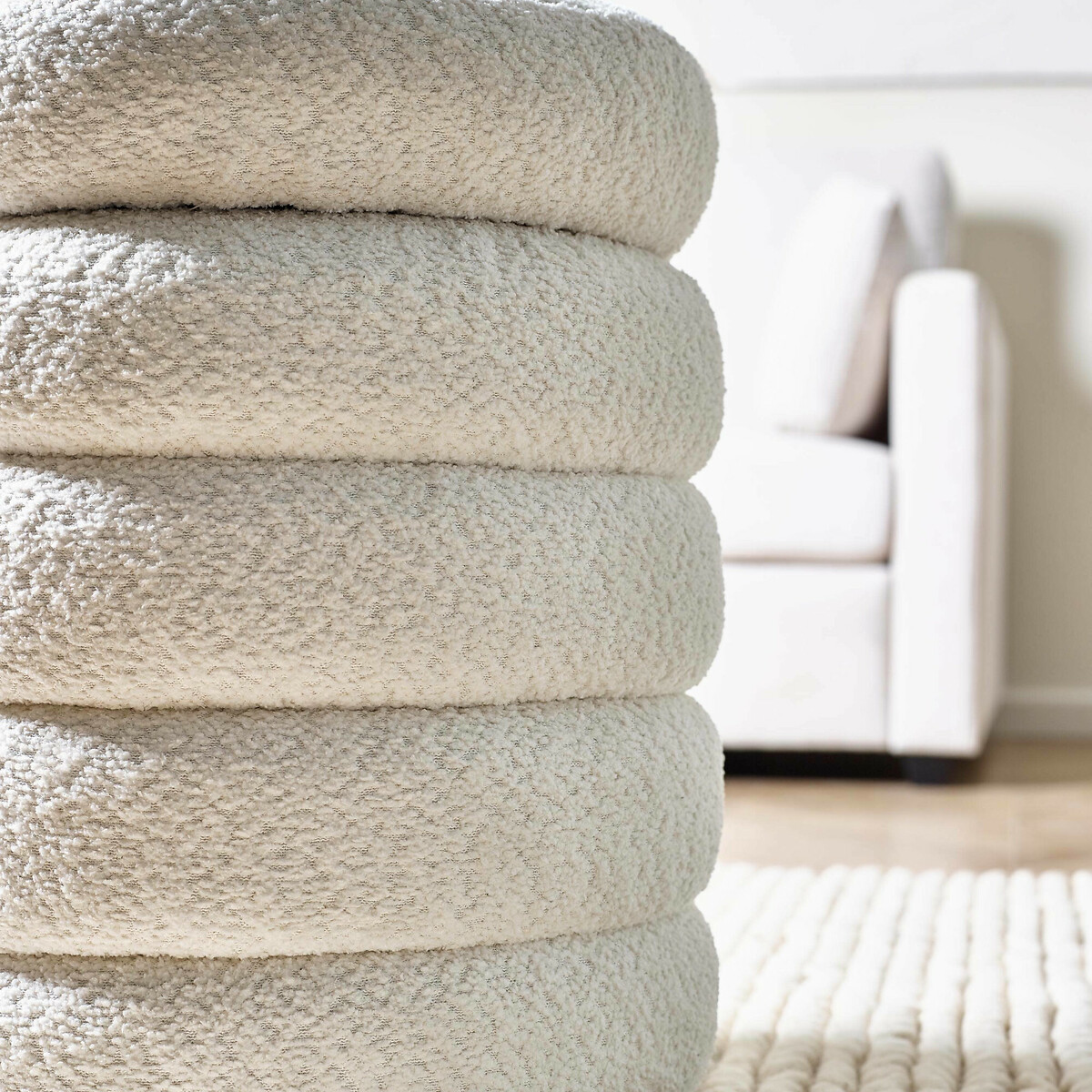Celes Bouclé Curve Upholstered Storage Stool ivory, SO'HOME
