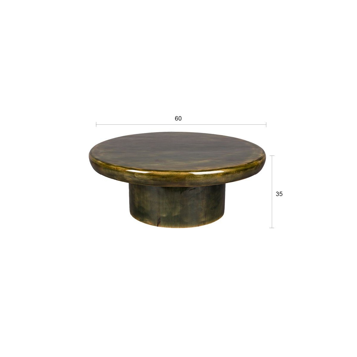 Table de salon ronde en bois - MUSH vert avec des nuances de marron, DUTCHBONE