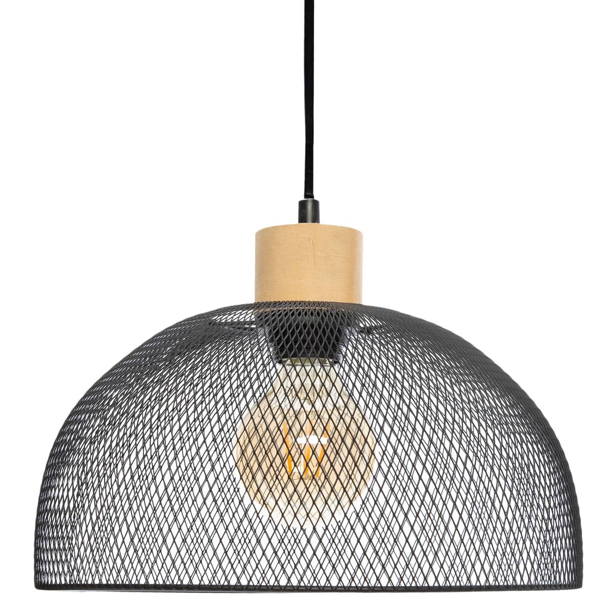 Suspension métal bois de pin SAM noir, ATMOSPHERA