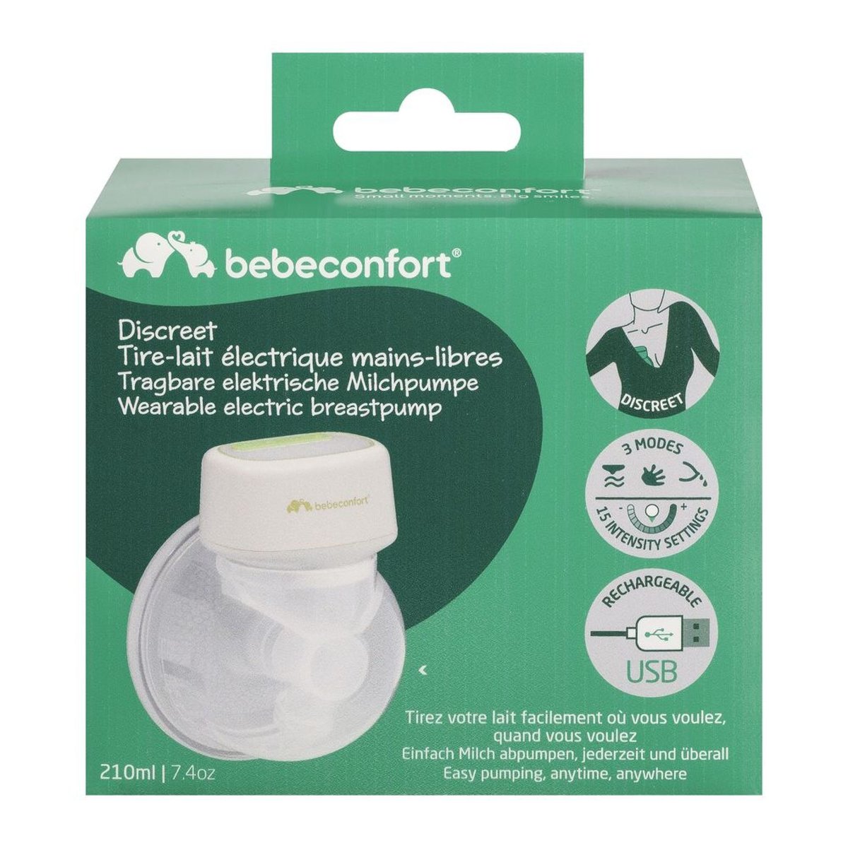 Tire-lait électrique mains-libres Discreet couleur unique, BEBECONFORT