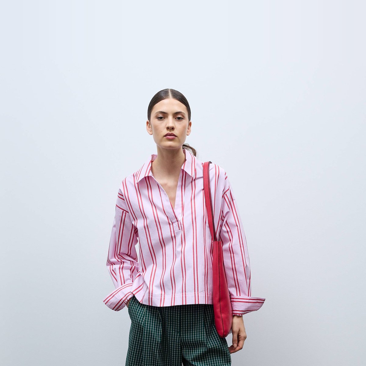 Chemise rayée manches longues en coton bouquet, MONOPRIX