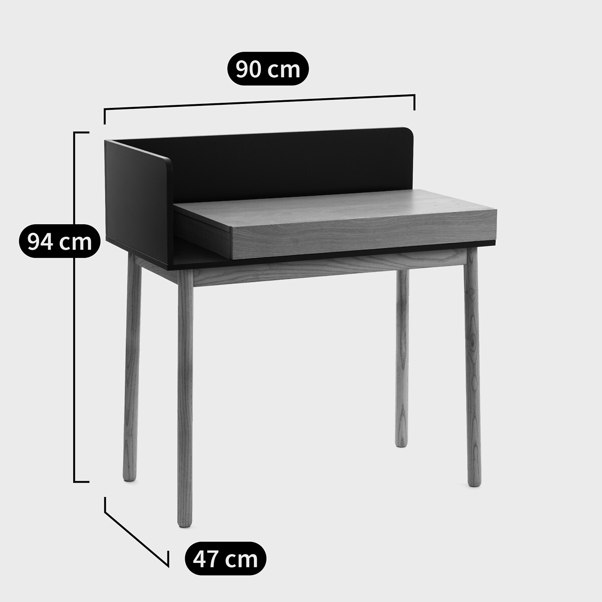 Bureau 1 tiroir, en plaqué chêne, GRAPHY chêne, LA REDOUTE INTERIEURS