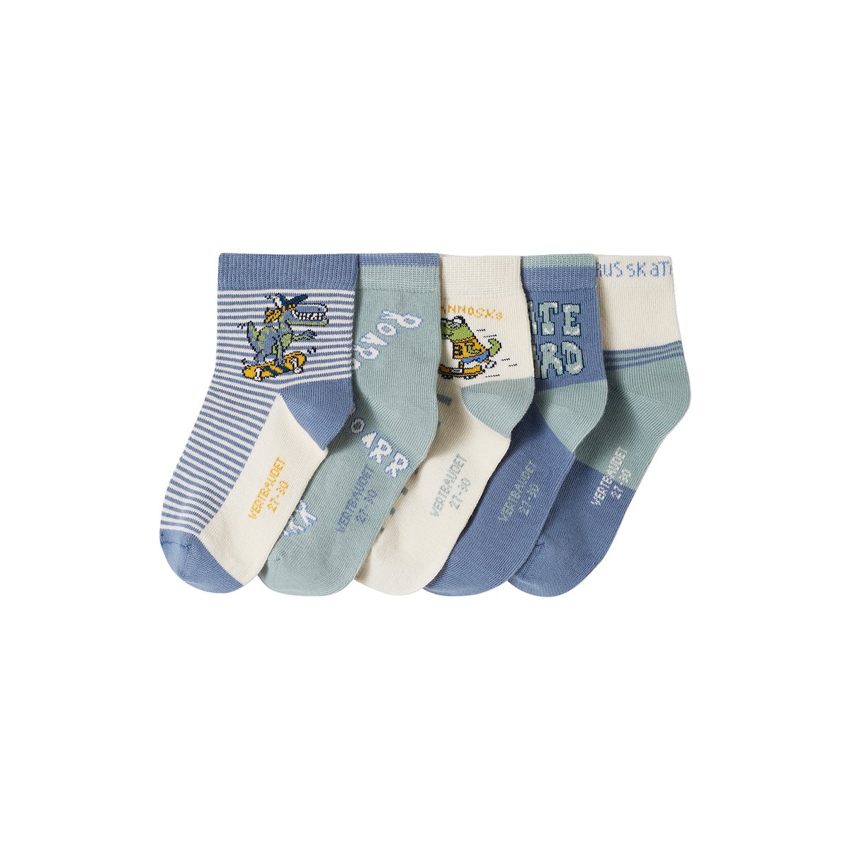 Lot de 5 paires de chaussettes "tyrannoskate" vert d'eau, VERTBAUDET