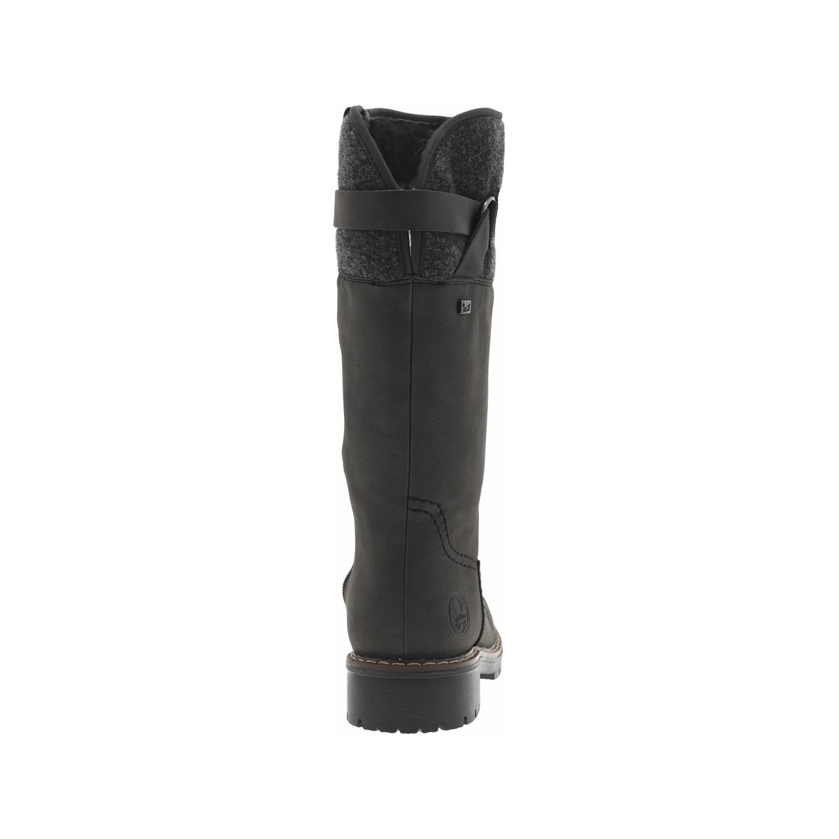 Bottes anthracite à talon plat et à zip latéral avec col en feutre anthracite, RIEKER