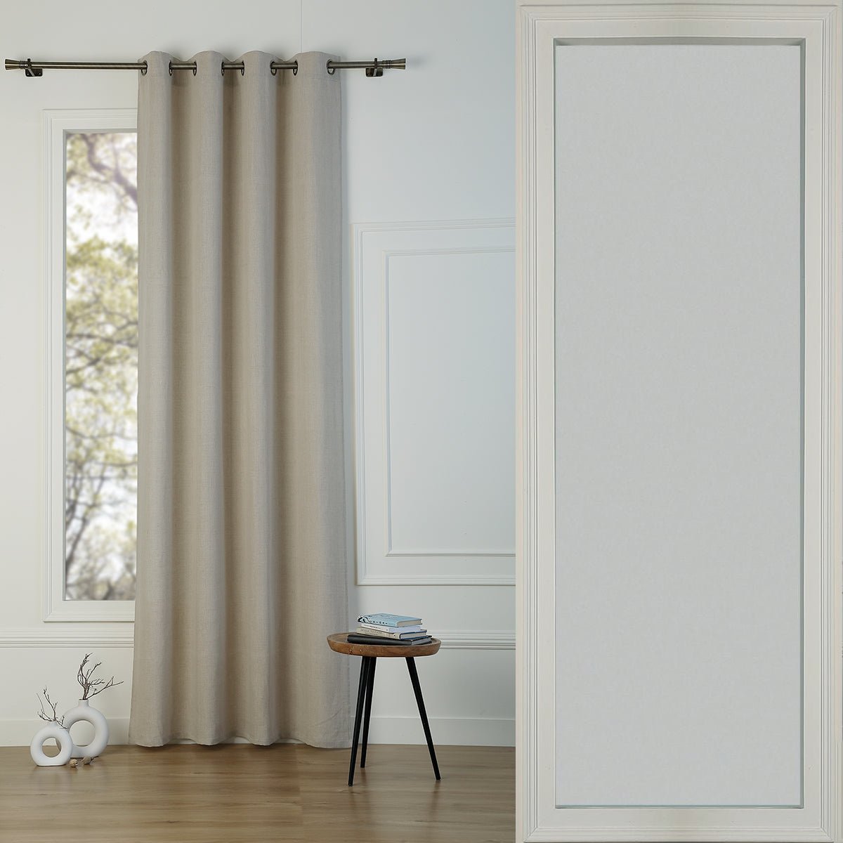 Rideau à oeillets toile de coton LOUIS naturel, FEBRONIE