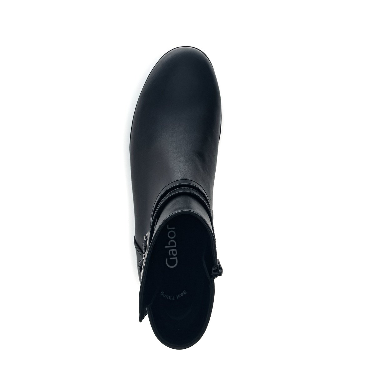 Bottines en cuir à talon bloc noir lisse, GABOR