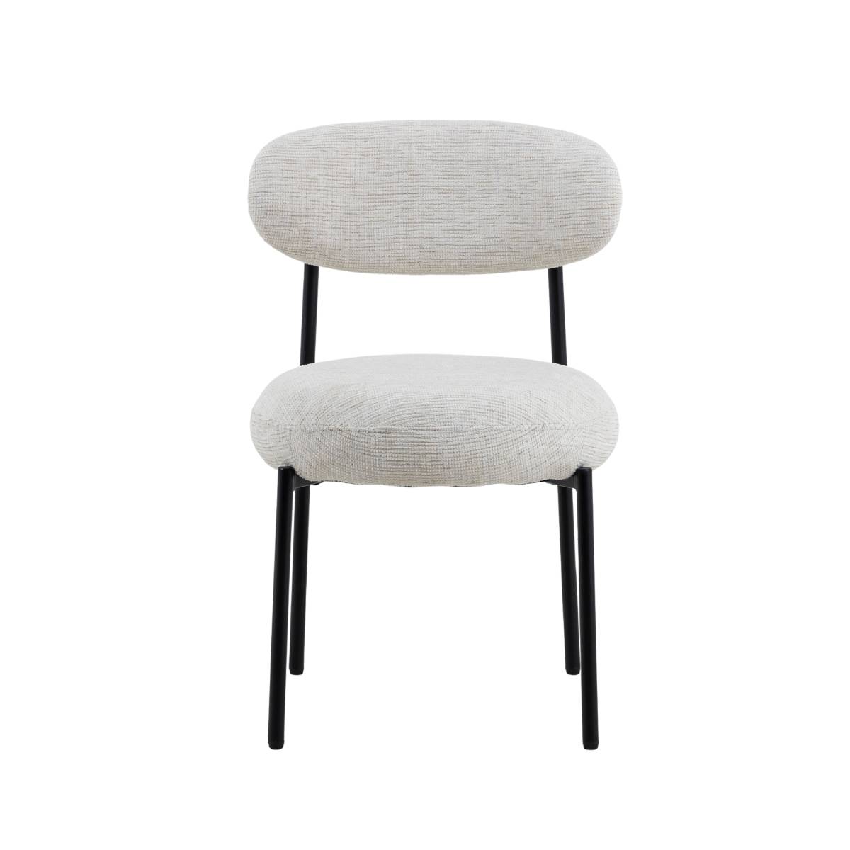 Lot de 2 chaises en tissu et métal JANIS blanc, MADE IN MEUBLES 