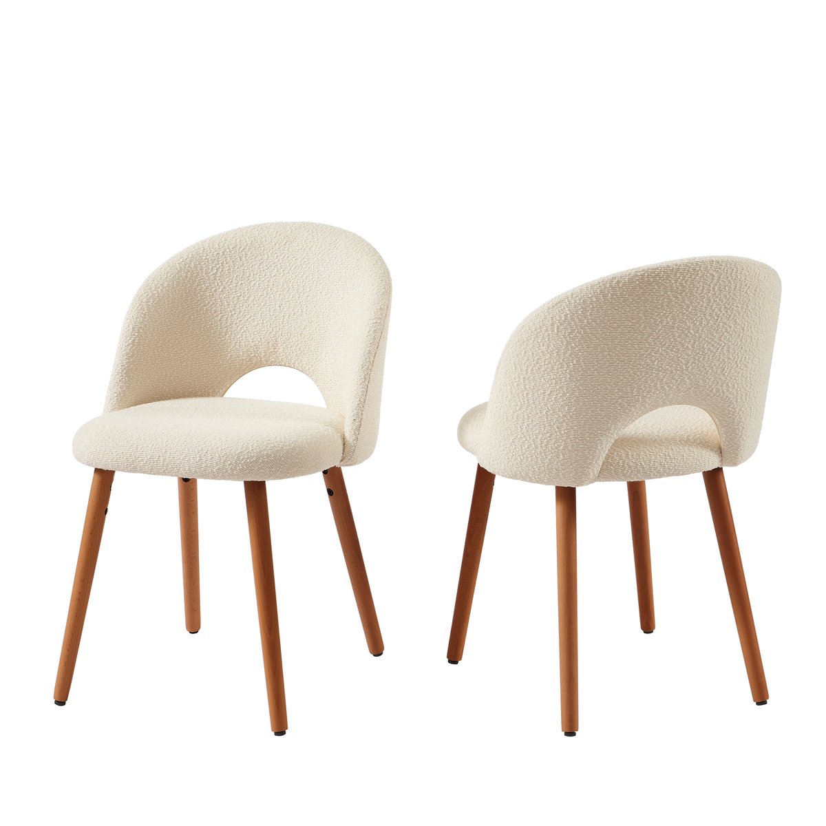 Lot de 2 chaises en tissu et bois SIMONE blanc cassé, SORELH