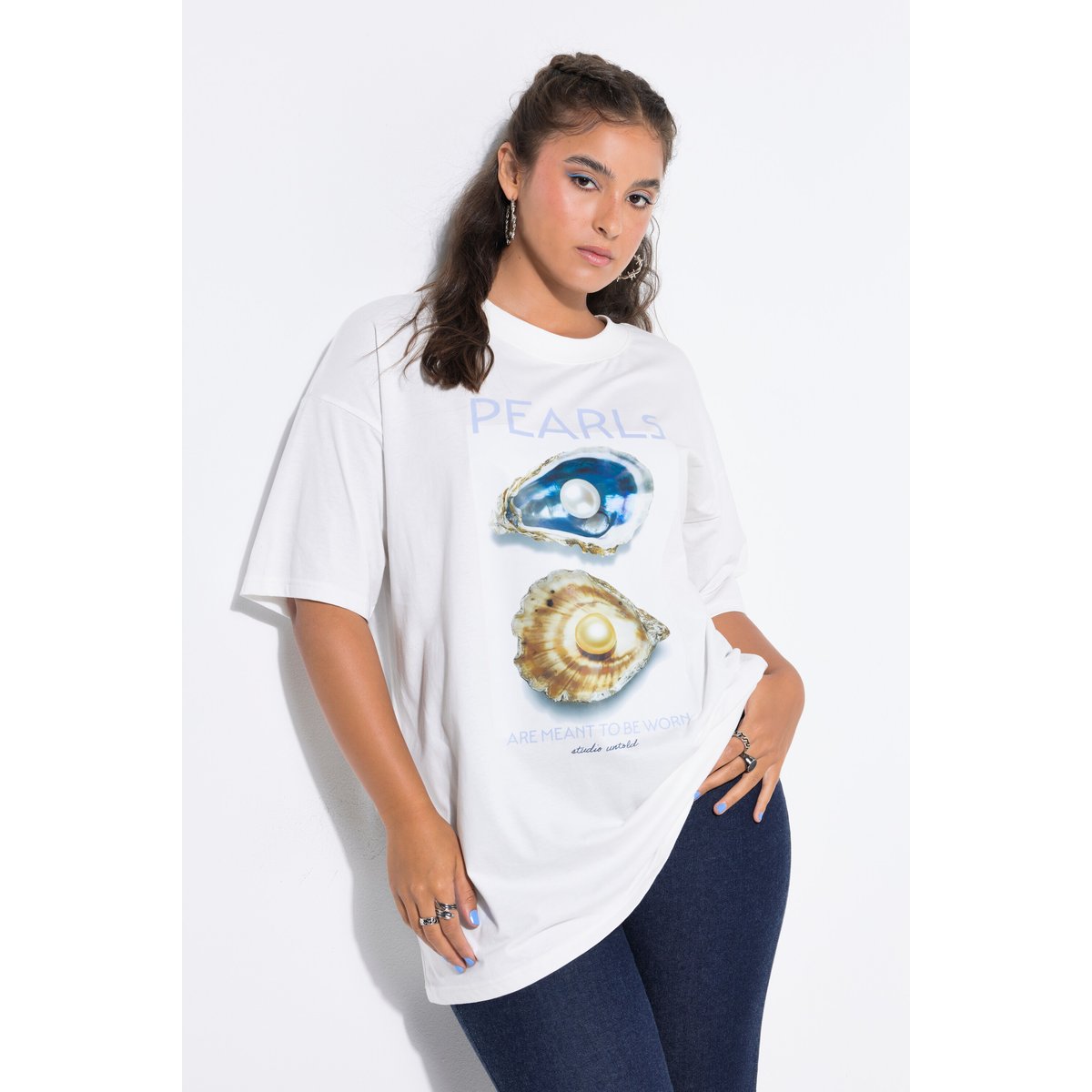 T-shirt, coupe oversize blanc cassé, STUDIO UNTOLD