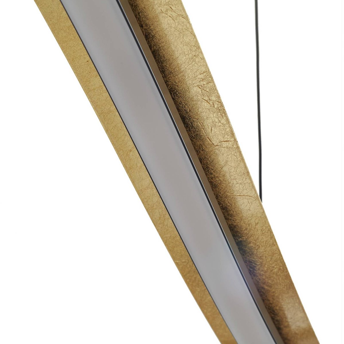 Suspension en métal designLED, Alevia feuille d'or, noir, blanc, LUCANDE
