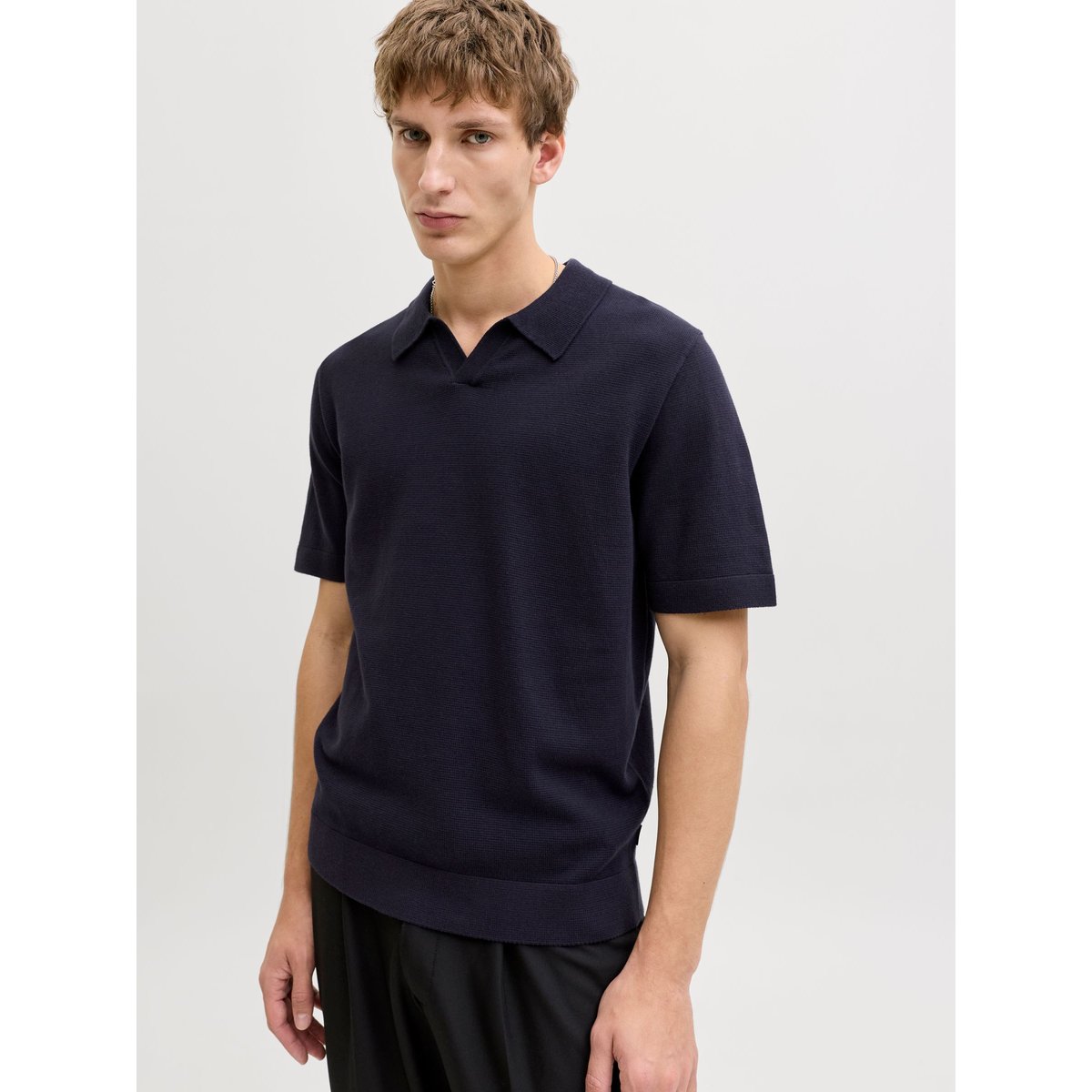 Polo Tricoté bleue - night sky 1, JACK & JONES