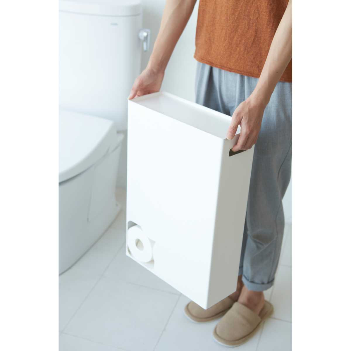 Réserve papier WC rangement design  Plate blanc, YAMAZAKI