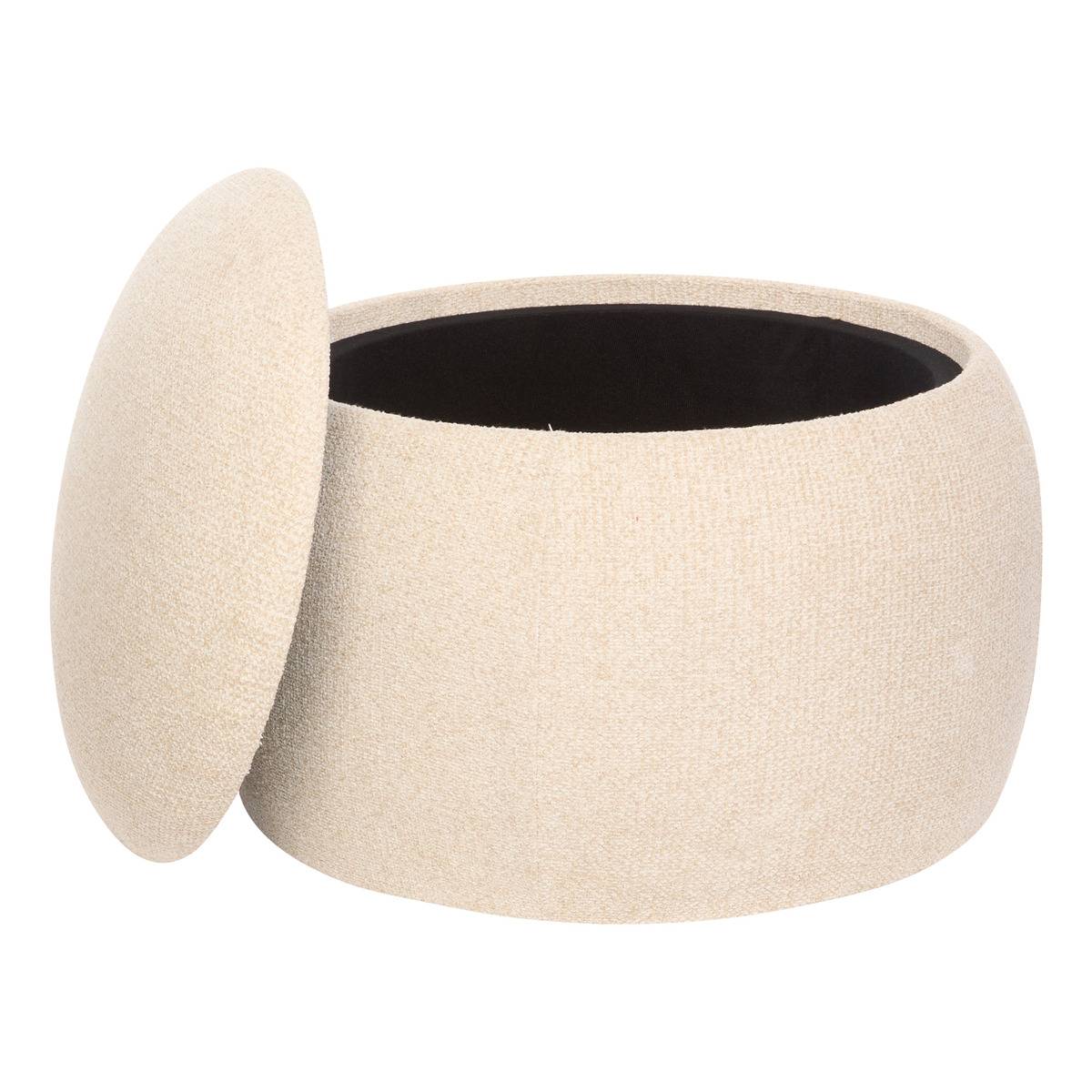 Pouf coffre de rangement en bouclette ELIOR creme, ATMOSPHERA