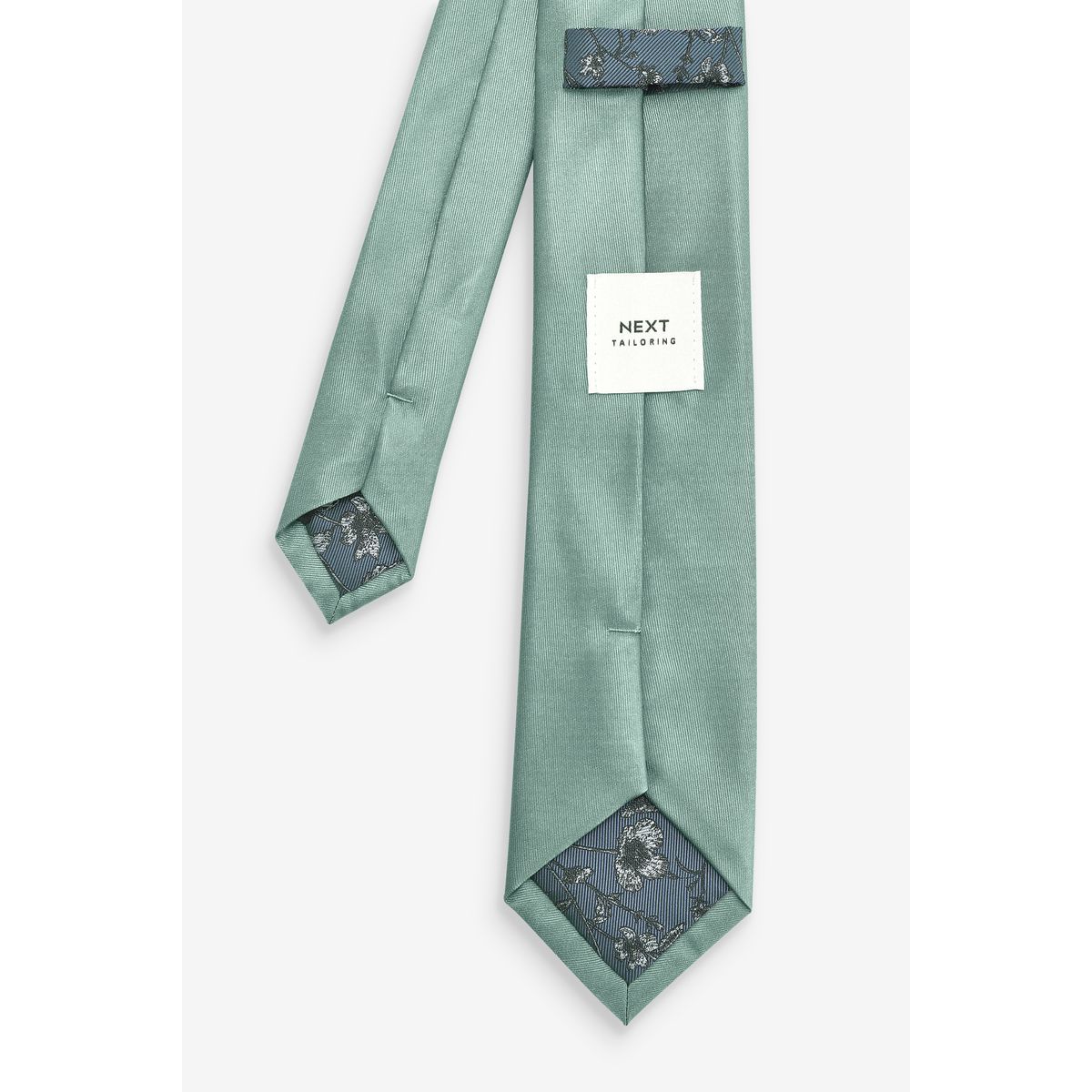 Ensemble cravate et pochette en soie vert sauge, NEXT