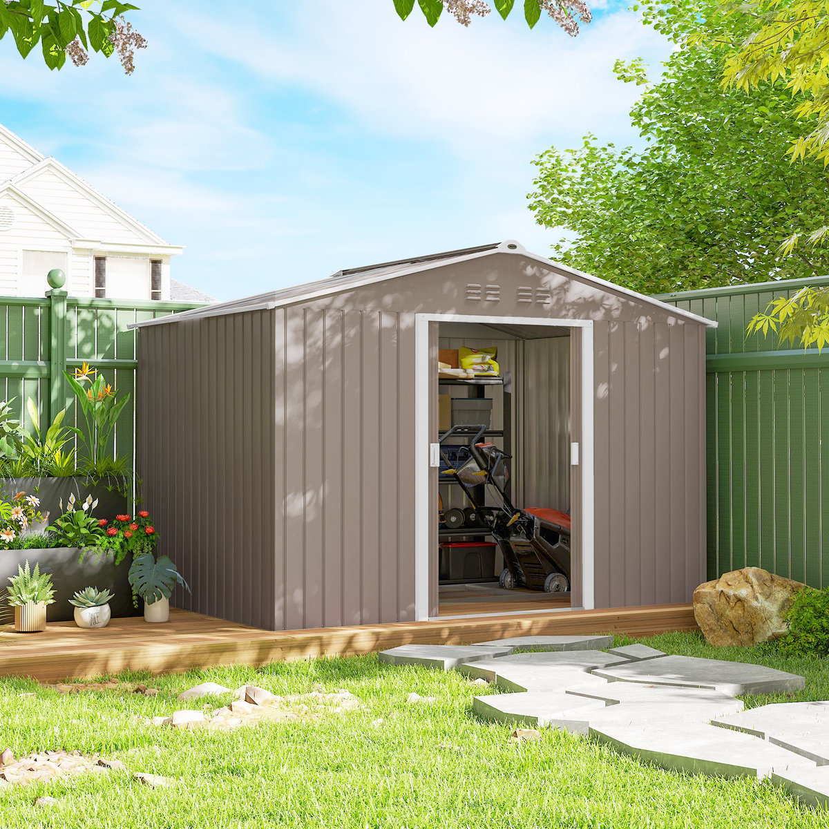 Abri de jardin gris, OUTSUNNY