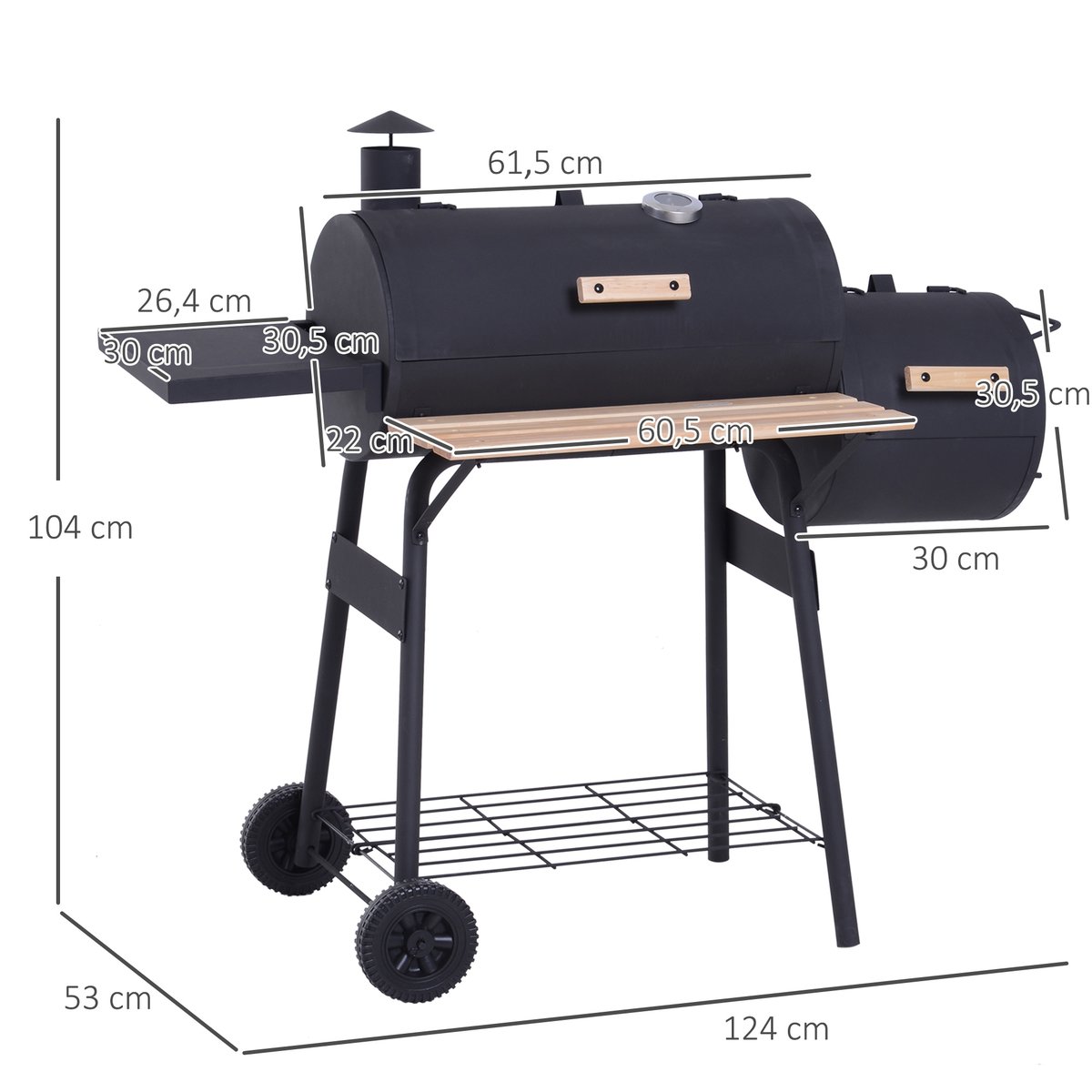 Fumeur Acier Noir noir, OUTSUNNY