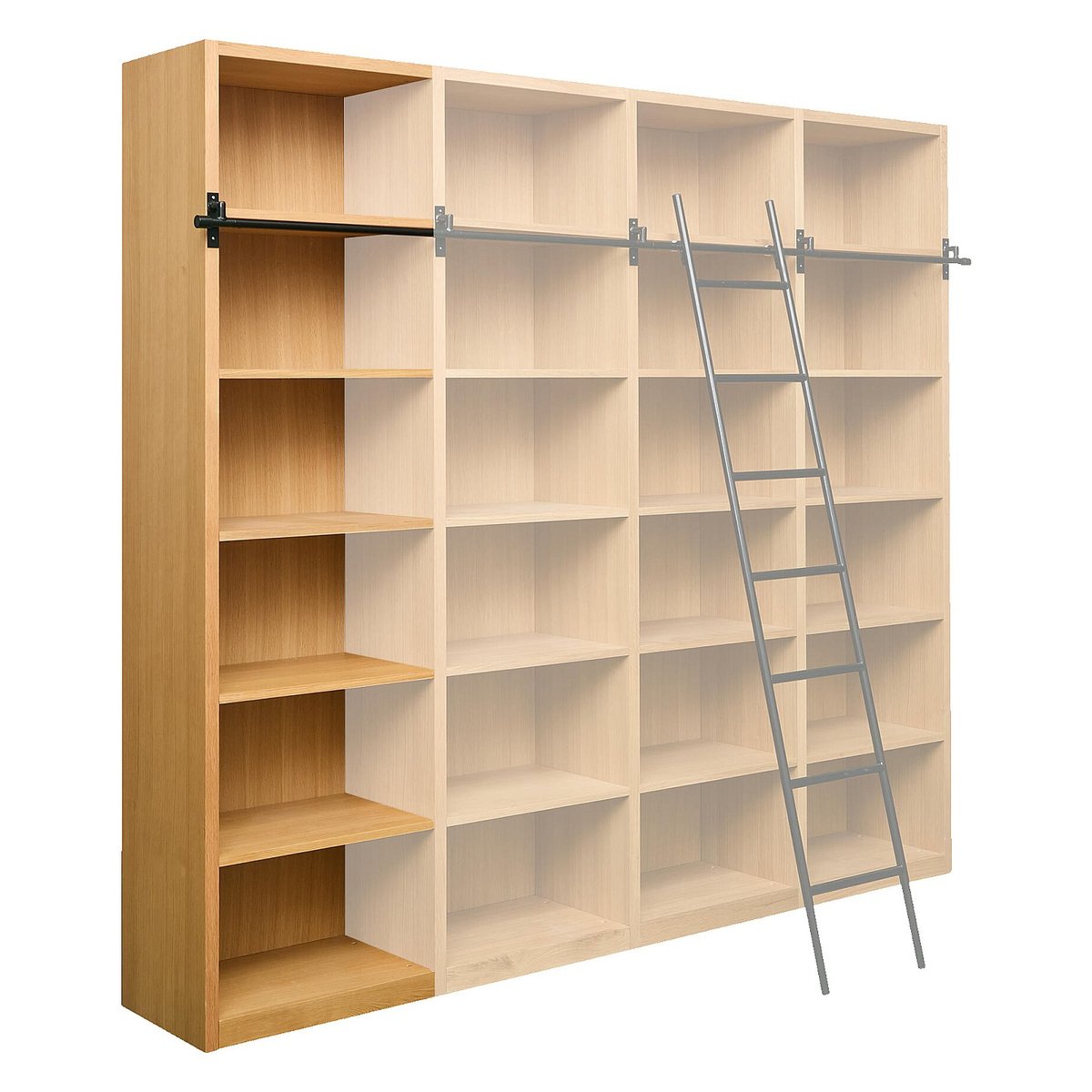 Bibliothèque bois, panneau CAMUS naturel clair, HABITAT