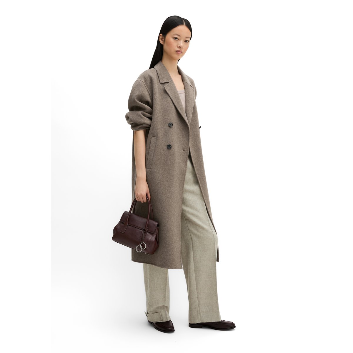 Sac cabas modèle Gitty petit format en cuir de vachette de qualité supérieure rouge fonce, MARC O'POLO