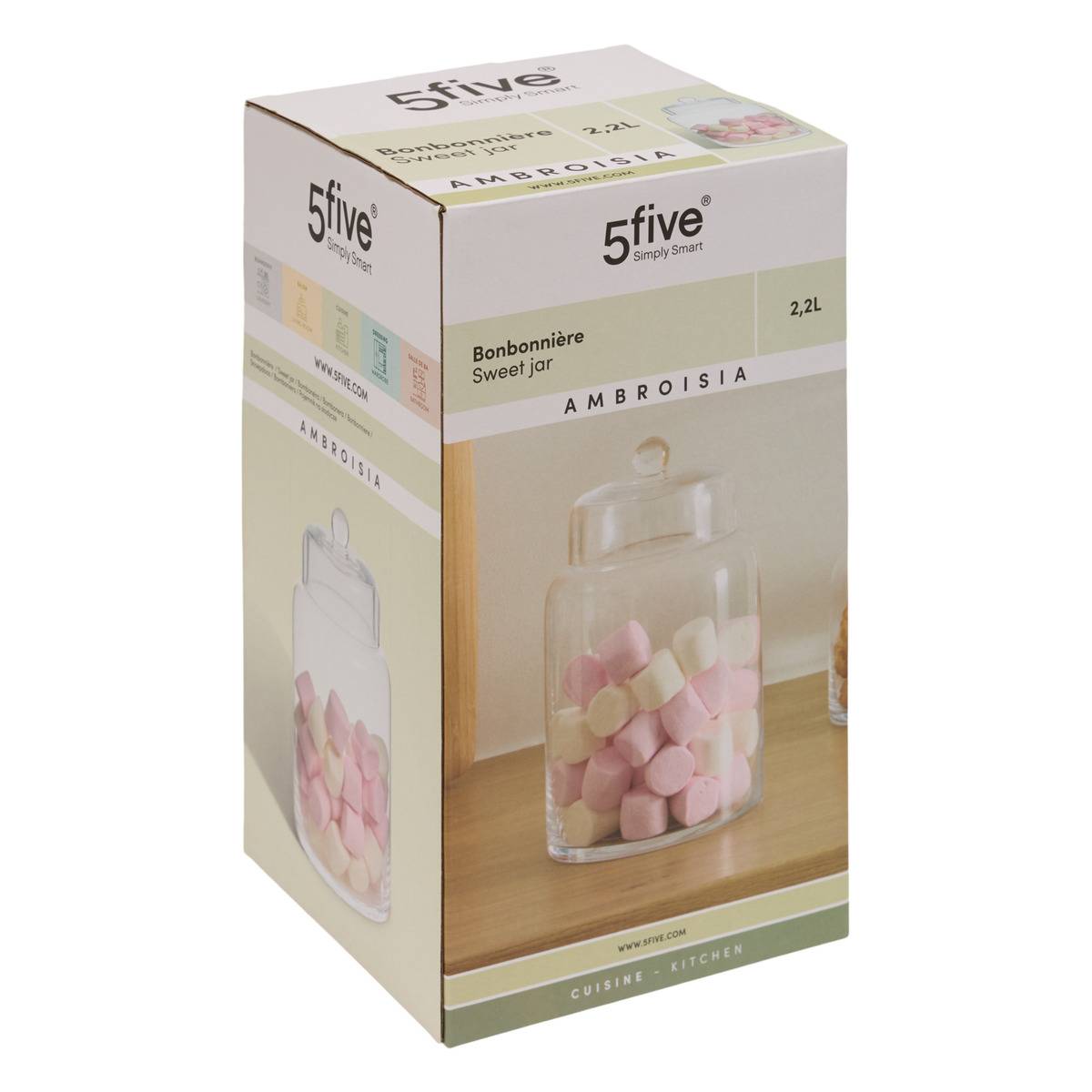 Bonbonnière ronde format moyen transparent, 5FIVE SIMPLY SMART