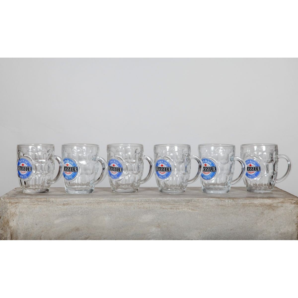 Lot de 2 chopes à bière en verre 54cl, BRASSEUR transparent, NOVASTYL