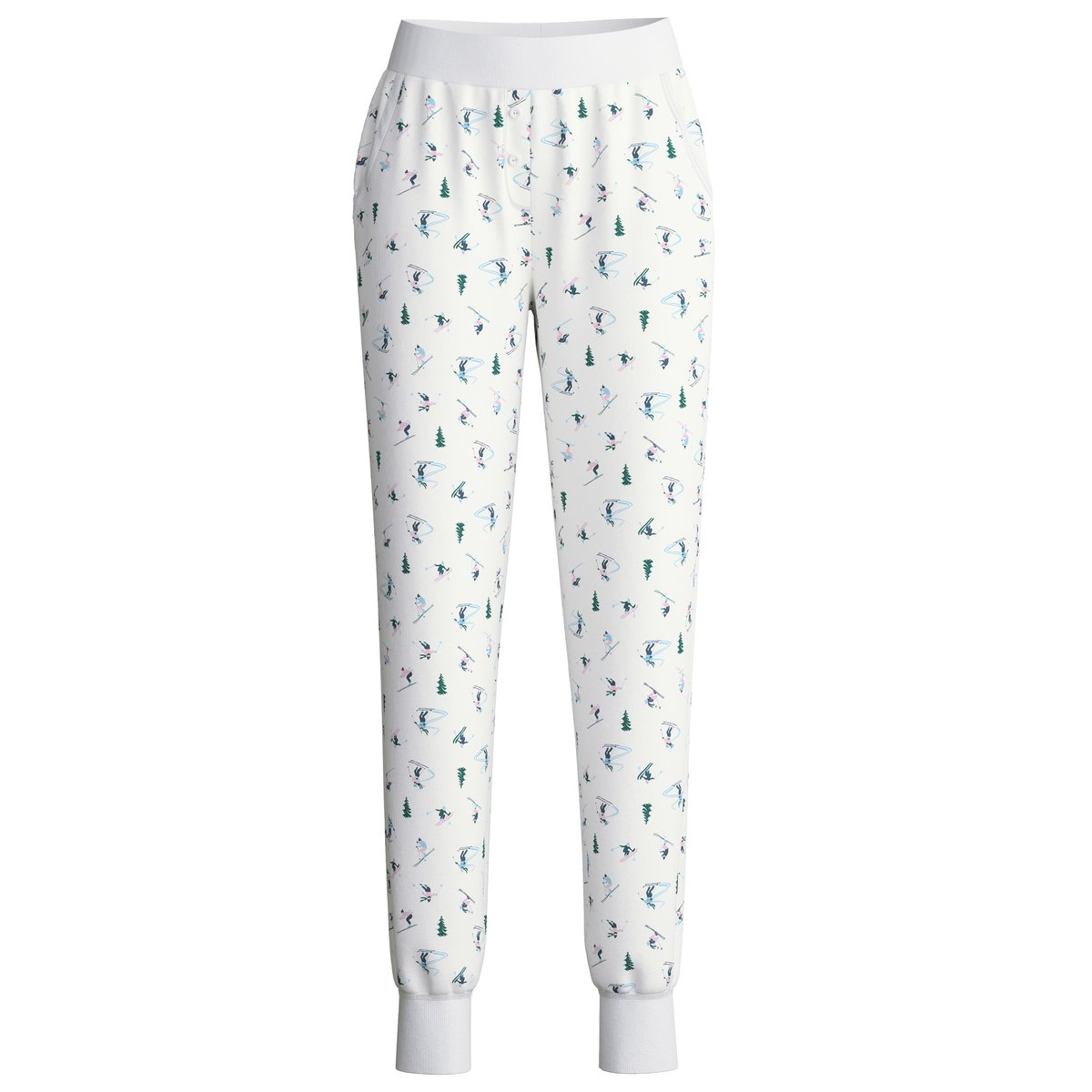 Bas de pyjama avec poignets Coton SKI RESORT blanc étoilé, CALIDA