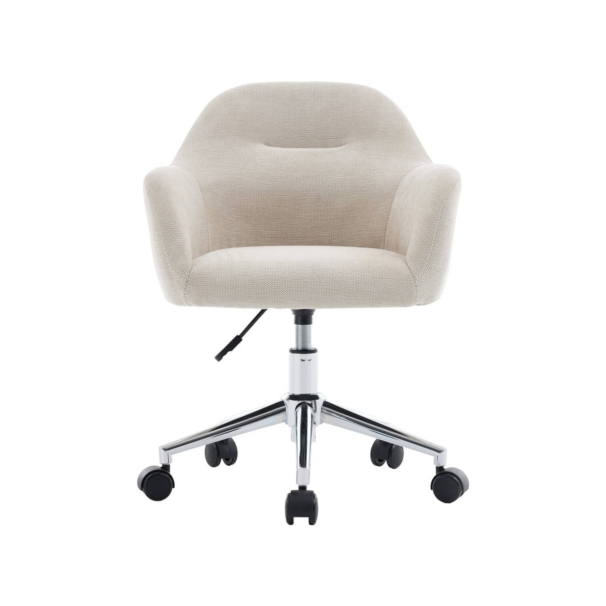 Chaise de bureau enfant à roulettes ajustable tissu chenille STAN KID beige, SWEEEK