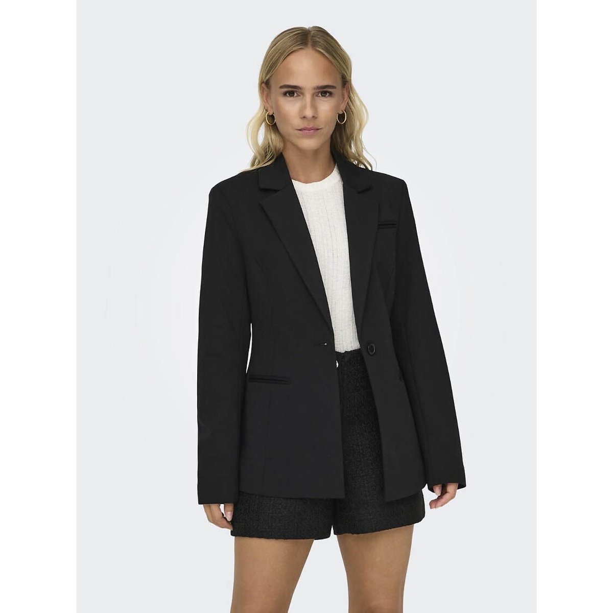 Blazer cintré, boutonné noir, ONLY