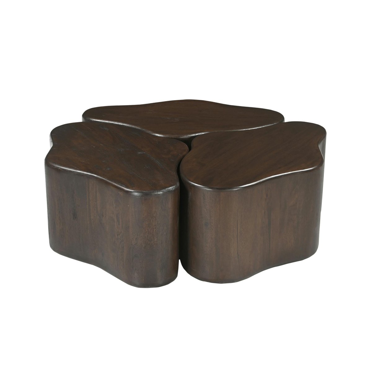 Table basse design organique bois brun 3 blocs ALMA marron, PIER IMPORT