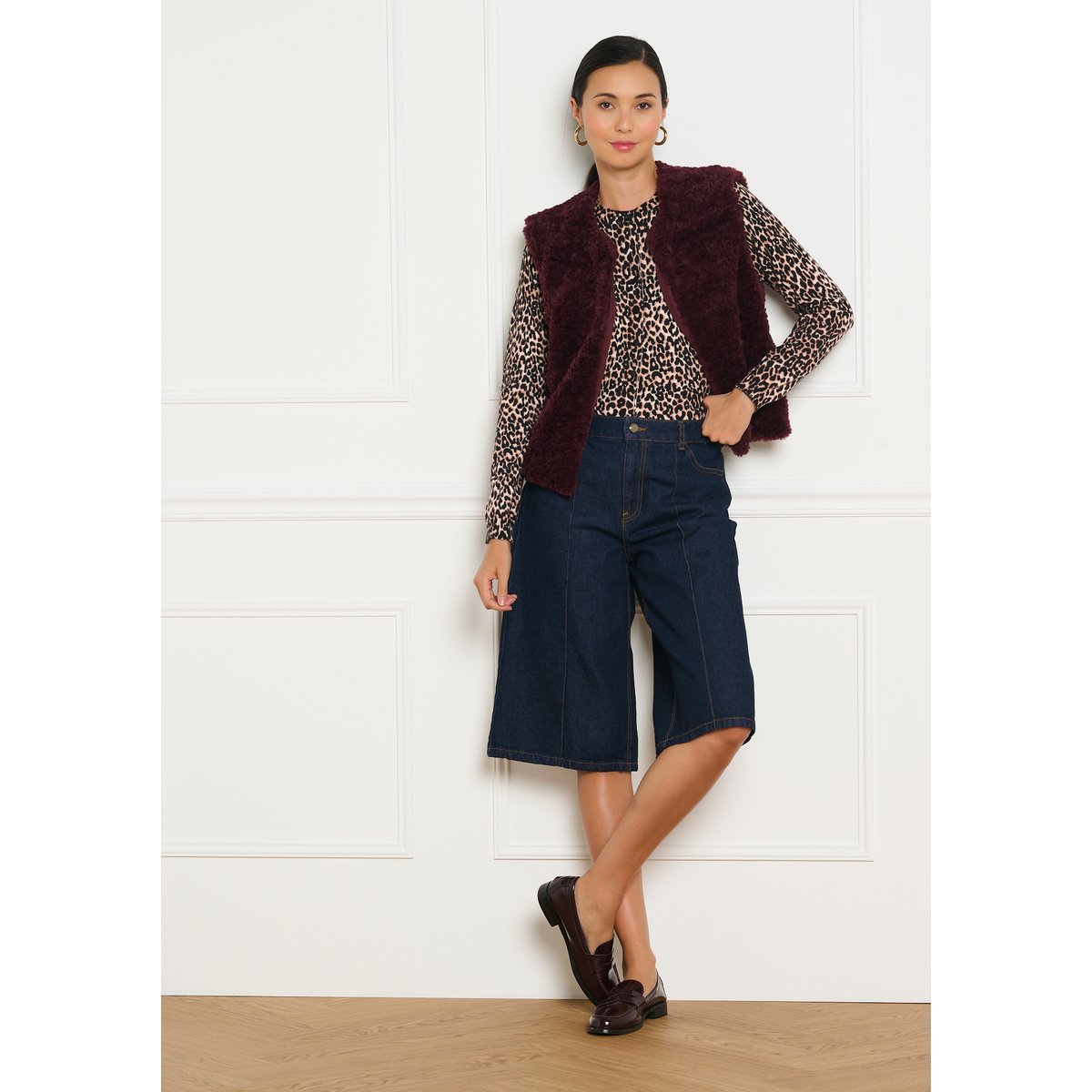 Veste sans manches teddy bordeau wine, LOLALIZA