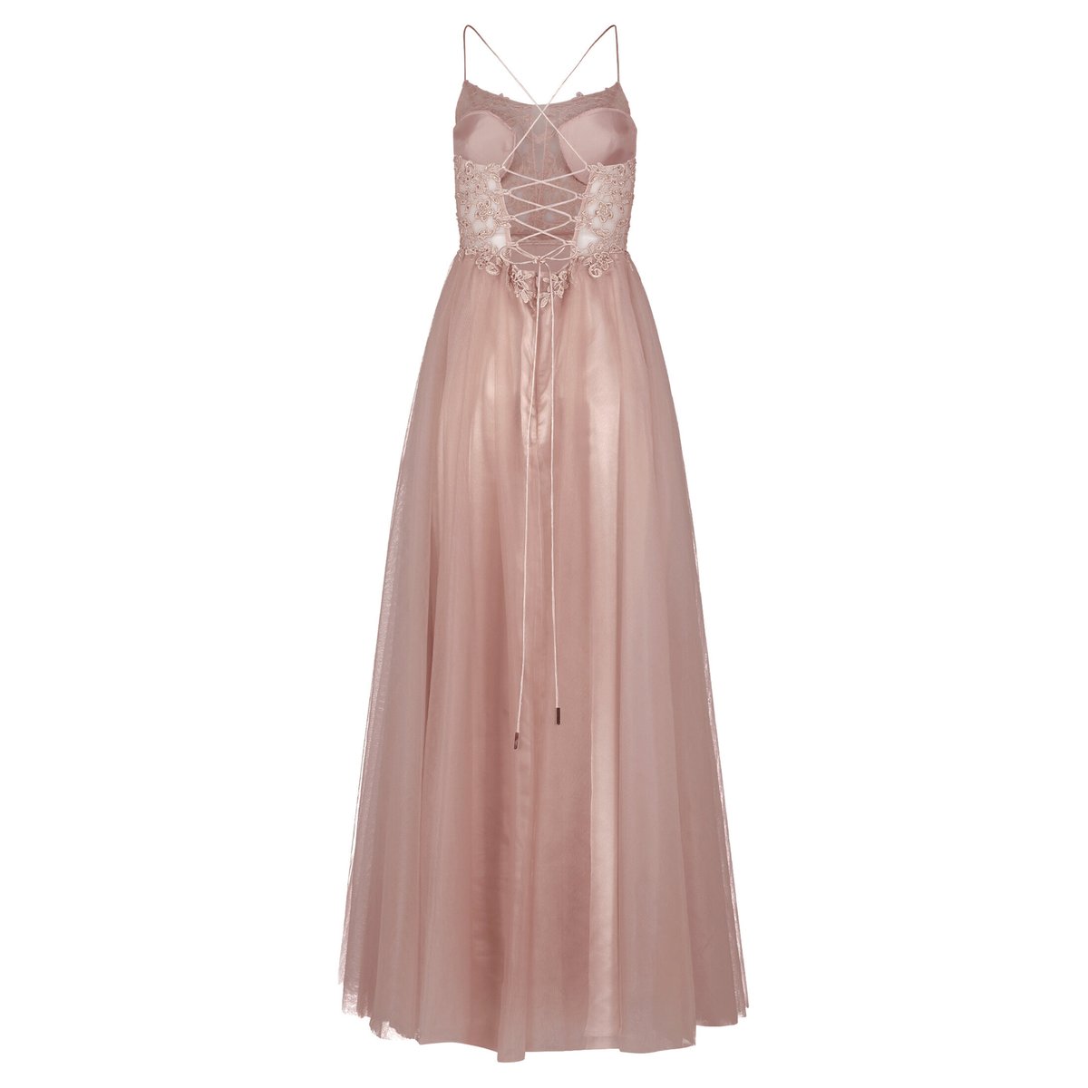 Robe de soirée à broderies fawn, VERA MONT